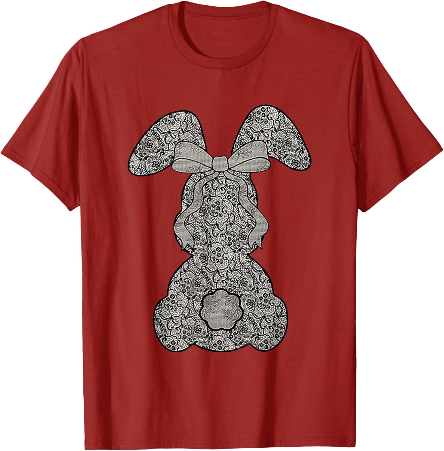 Cute Lace Bunny Coquette Bow Heart Funny Happy Easter Day T-Shirt