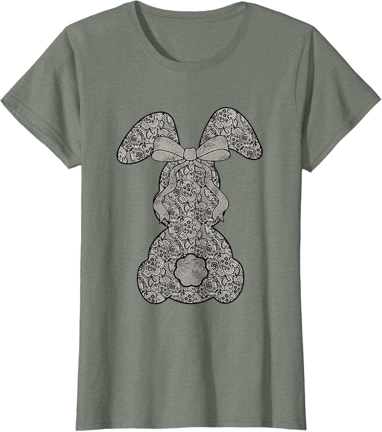 Cute Lace Bunny Coquette Bow Heart Funny Happy Easter Day T-Shirt