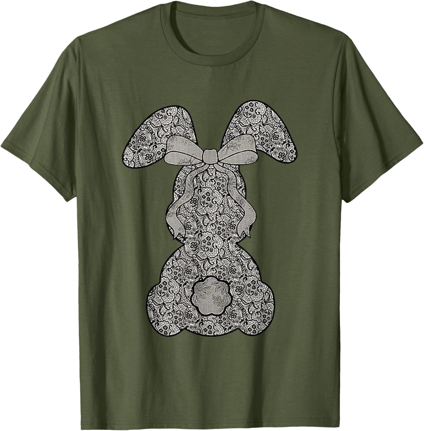 Cute Lace Bunny Coquette Bow Heart Funny Happy Easter Day T-Shirt