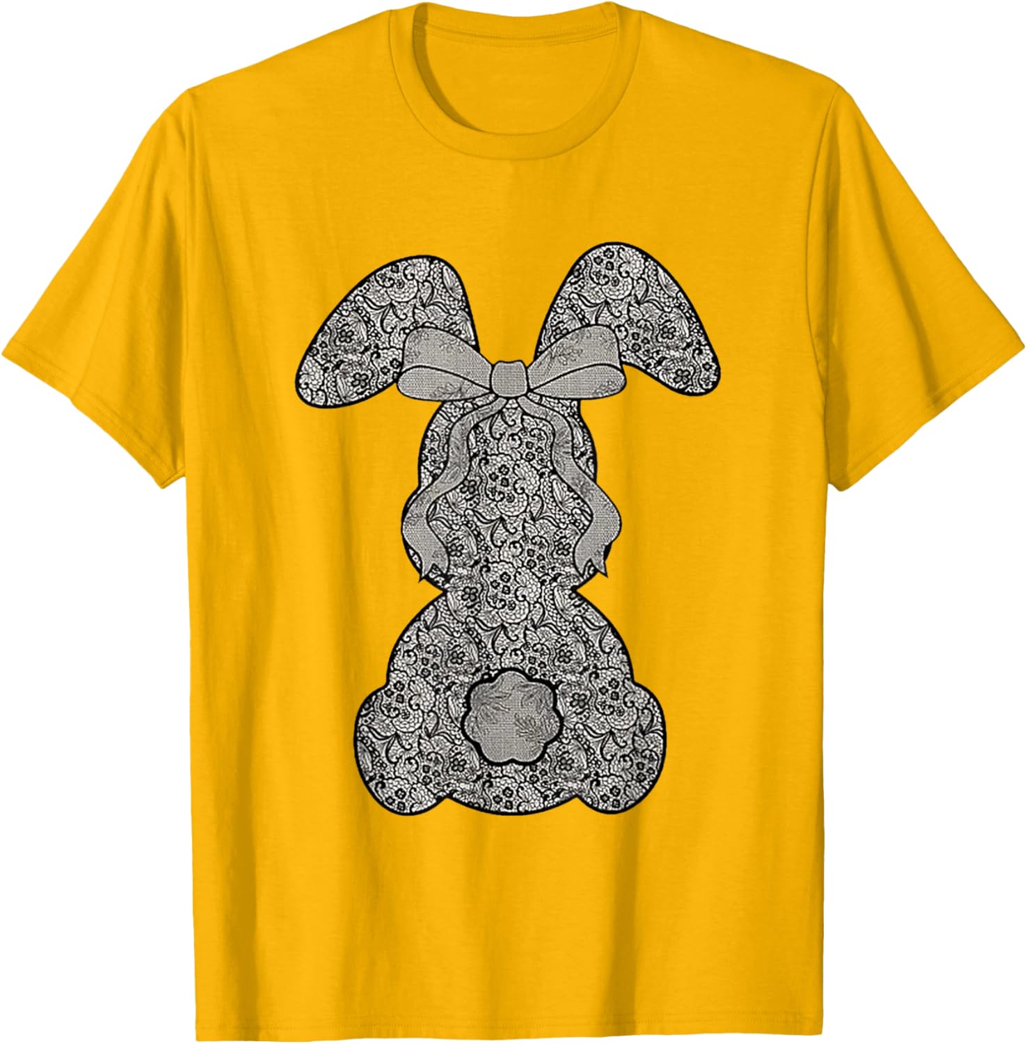 Cute Lace Bunny Coquette Bow Heart Funny Happy Easter Day T-Shirt