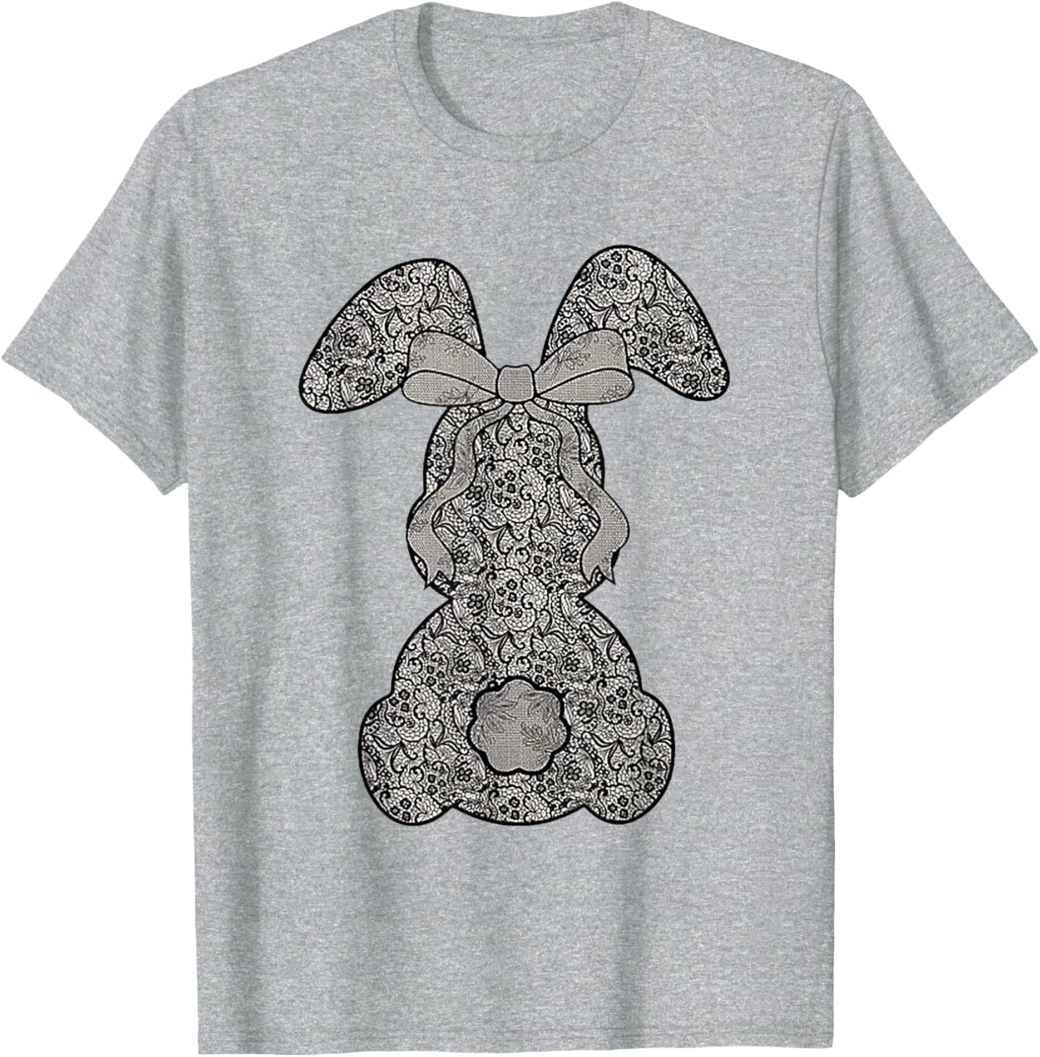 Cute Lace Bunny Coquette Bow Heart Funny Happy Easter Day T-Shirt