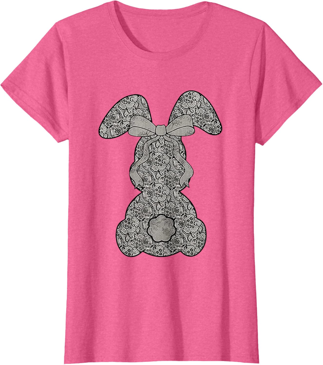 Cute Lace Bunny Coquette Bow Heart Funny Happy Easter Day T-Shirt