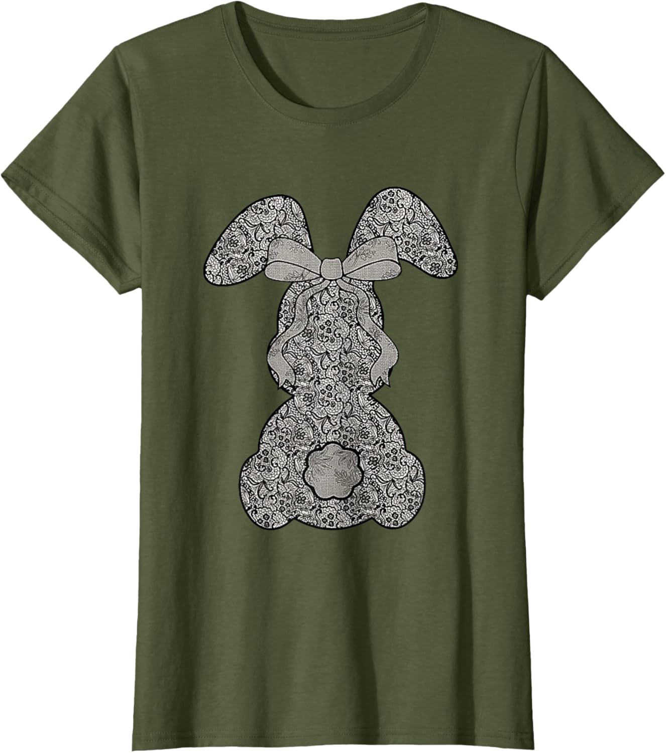 Cute Lace Bunny Coquette Bow Heart Funny Happy Easter Day T-Shirt