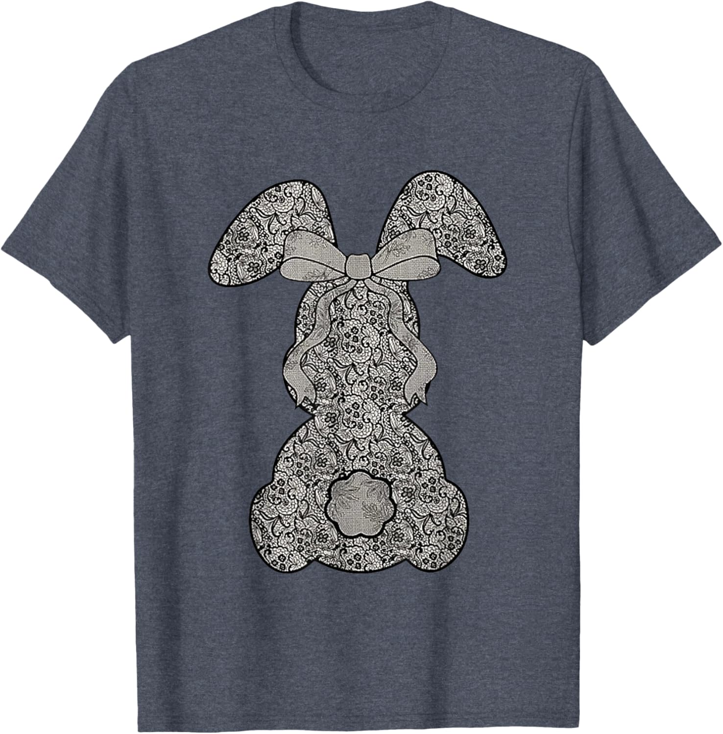 Cute Lace Bunny Coquette Bow Heart Funny Happy Easter Day T-Shirt