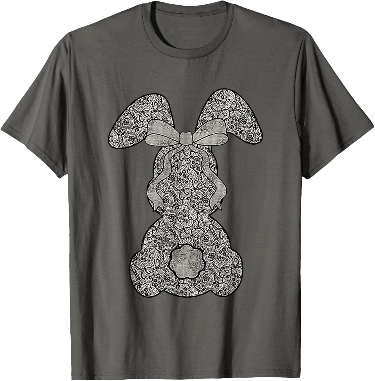 Cute Lace Bunny Coquette Bow Heart Funny Happy Easter Day T-Shirt