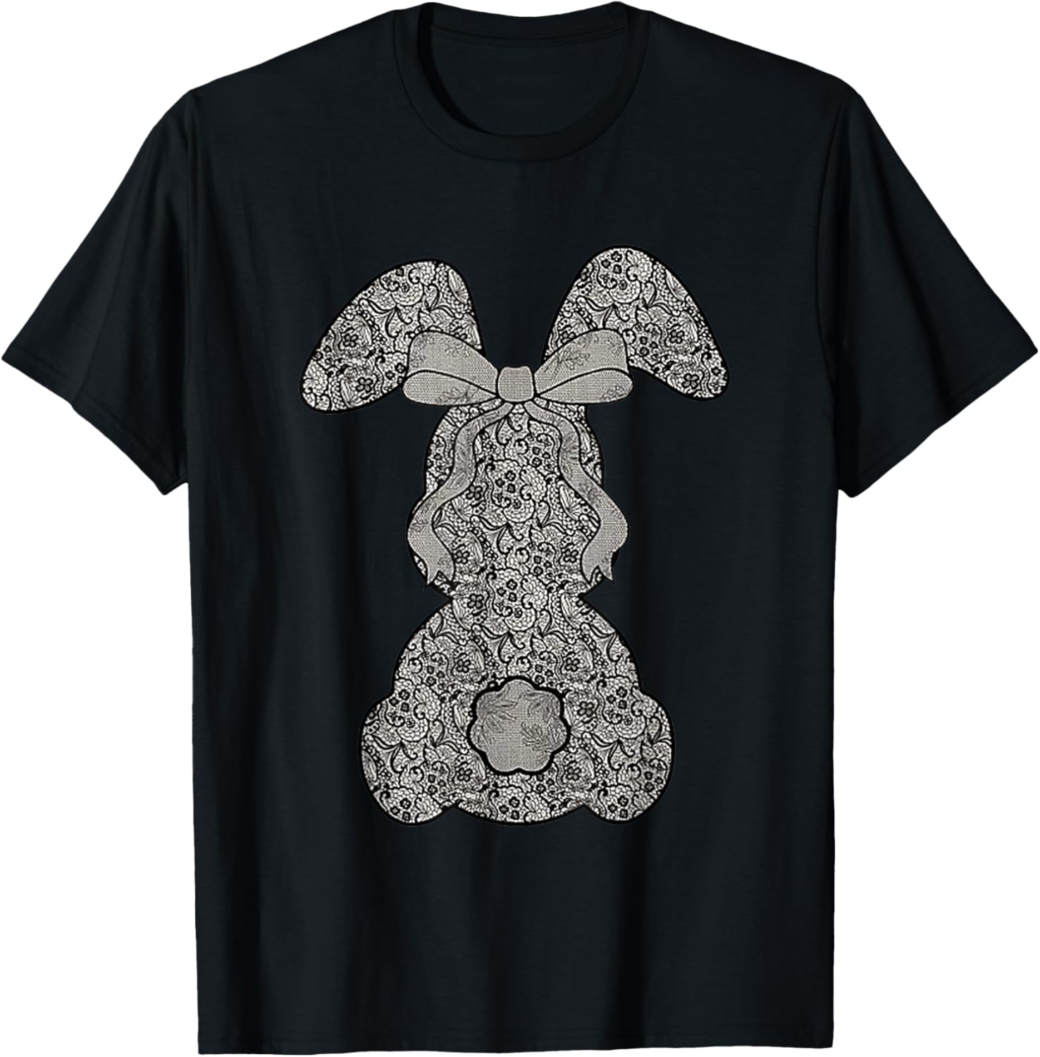 Cute Lace Bunny Coquette Bow Heart Funny Happy Easter Day T-Shirt