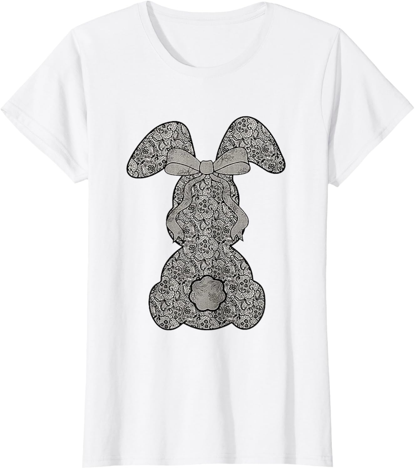 Cute Lace Bunny Coquette Bow Heart Funny Happy Easter Day T-Shirt