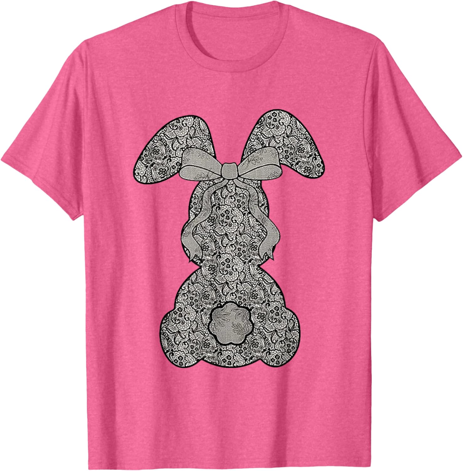 Cute Lace Bunny Coquette Bow Heart Funny Happy Easter Day T-Shirt