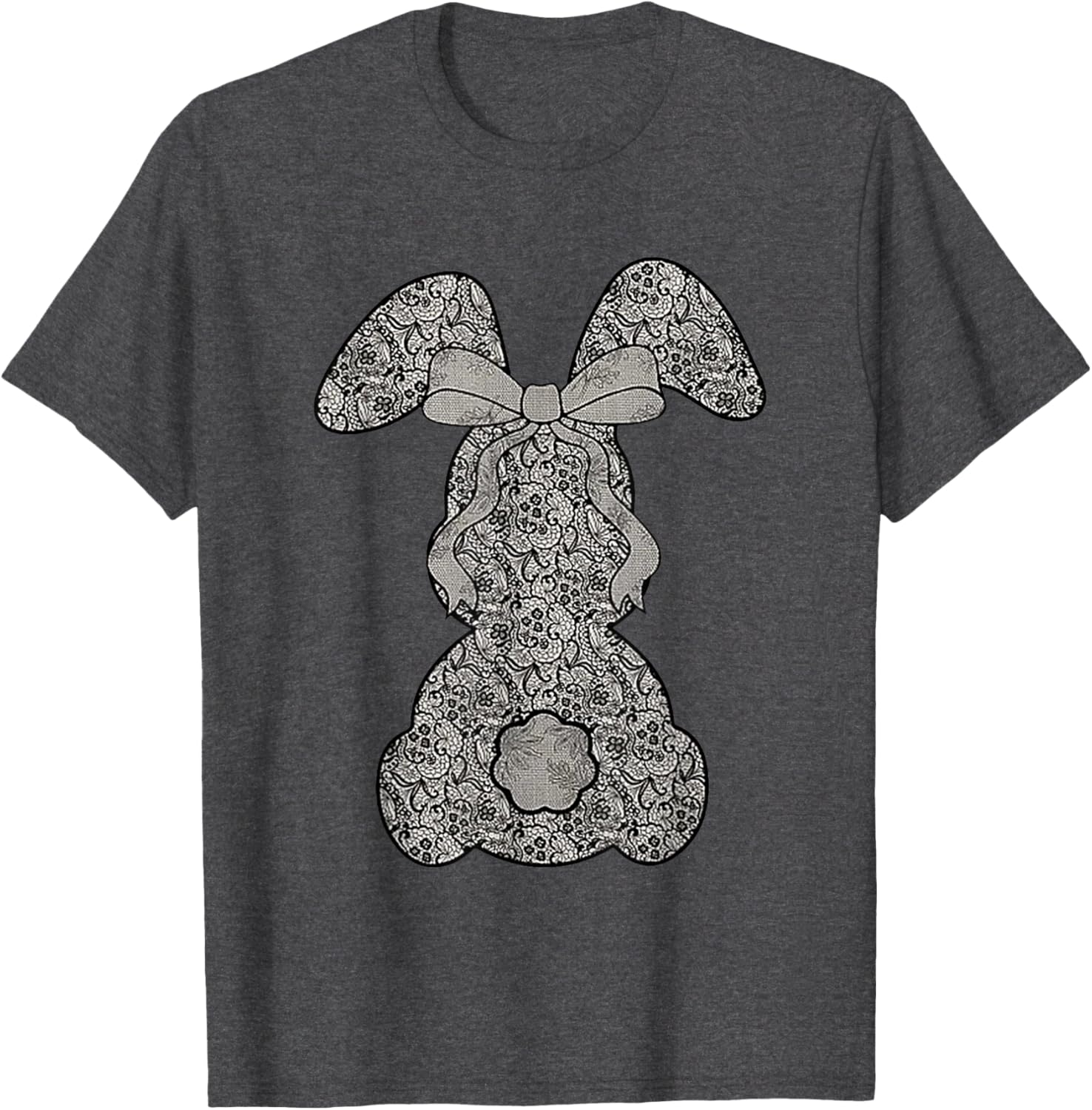 Cute Lace Bunny Coquette Bow Heart Funny Happy Easter Day T-Shirt