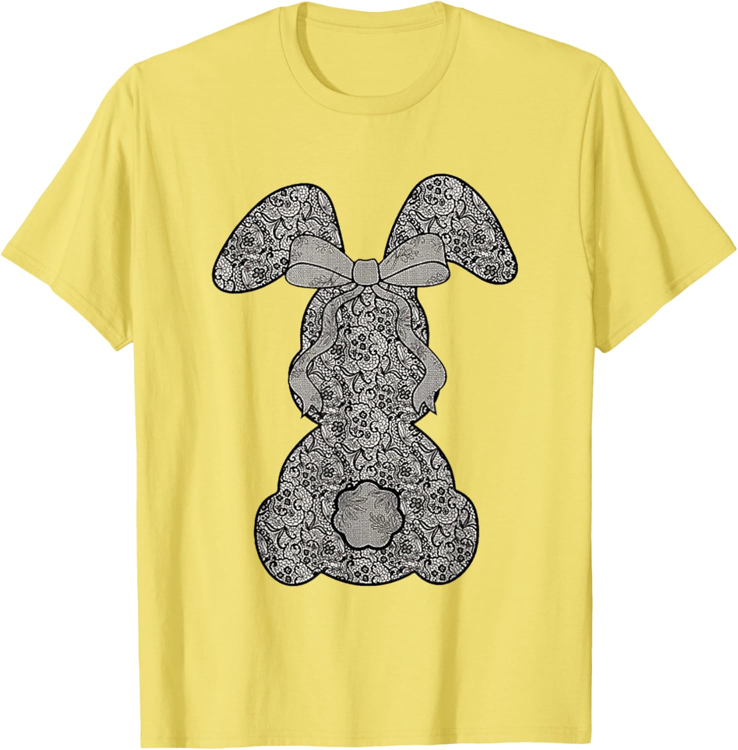 Cute Lace Bunny Coquette Bow Heart Funny Happy Easter Day T-Shirt