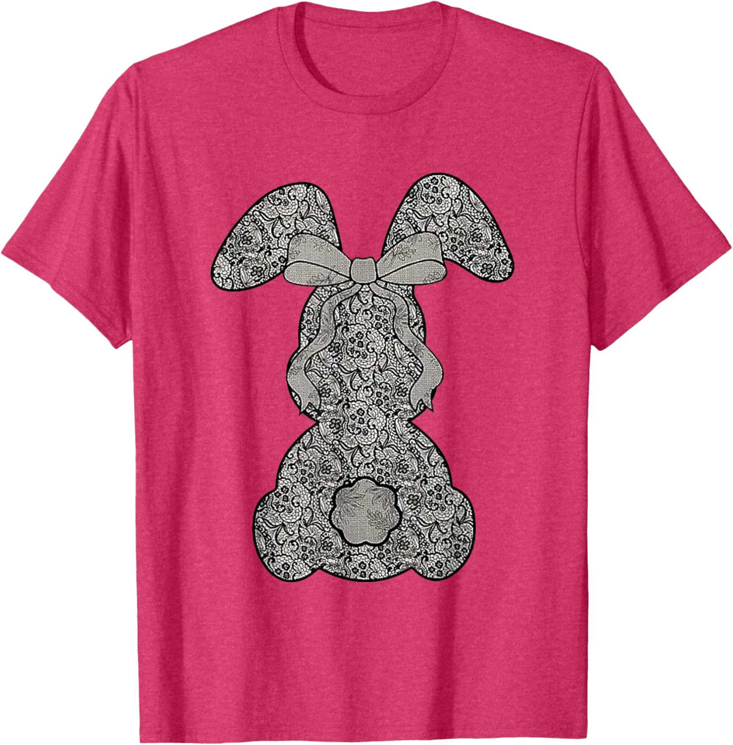 Cute Lace Bunny Coquette Bow Heart Funny Happy Easter Day T-Shirt