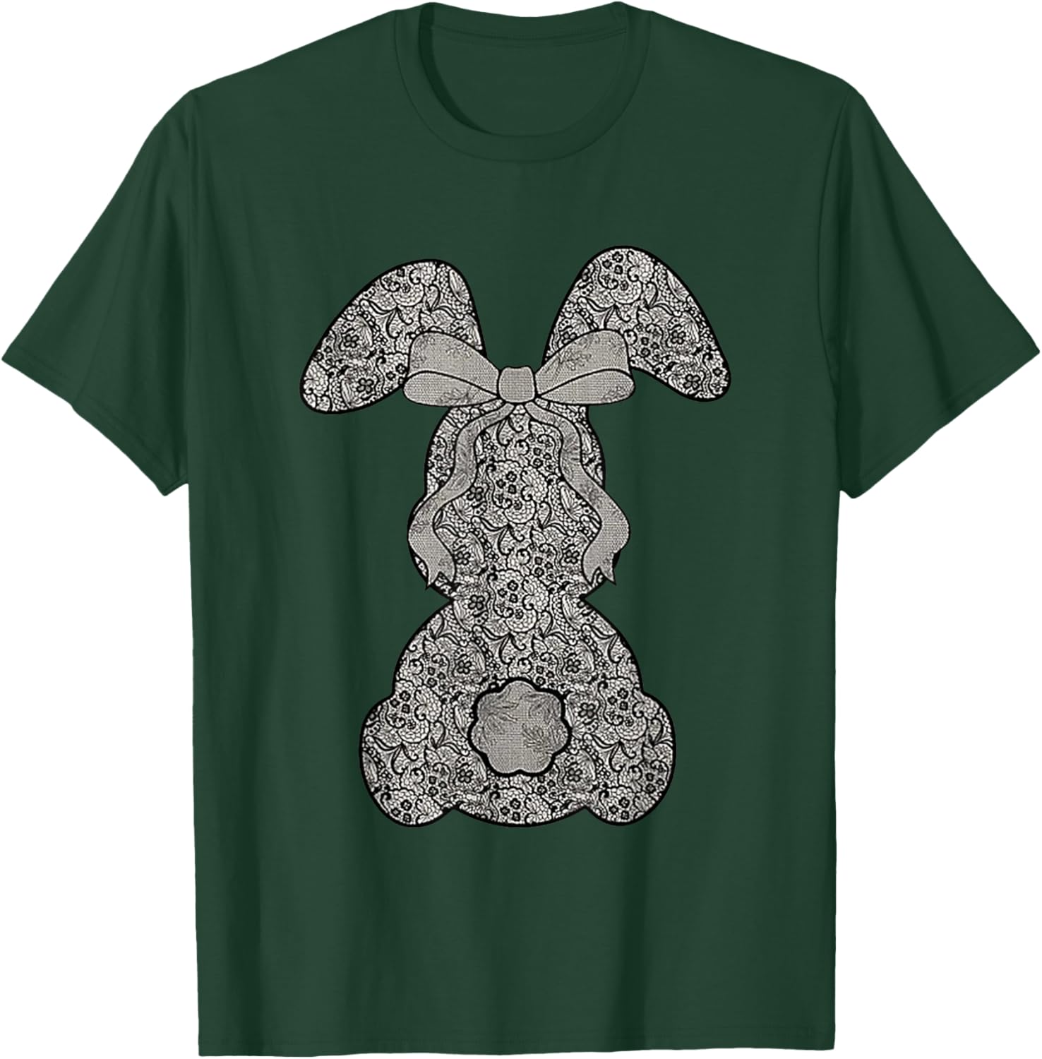 Cute Lace Bunny Coquette Bow Heart Funny Happy Easter Day T-Shirt