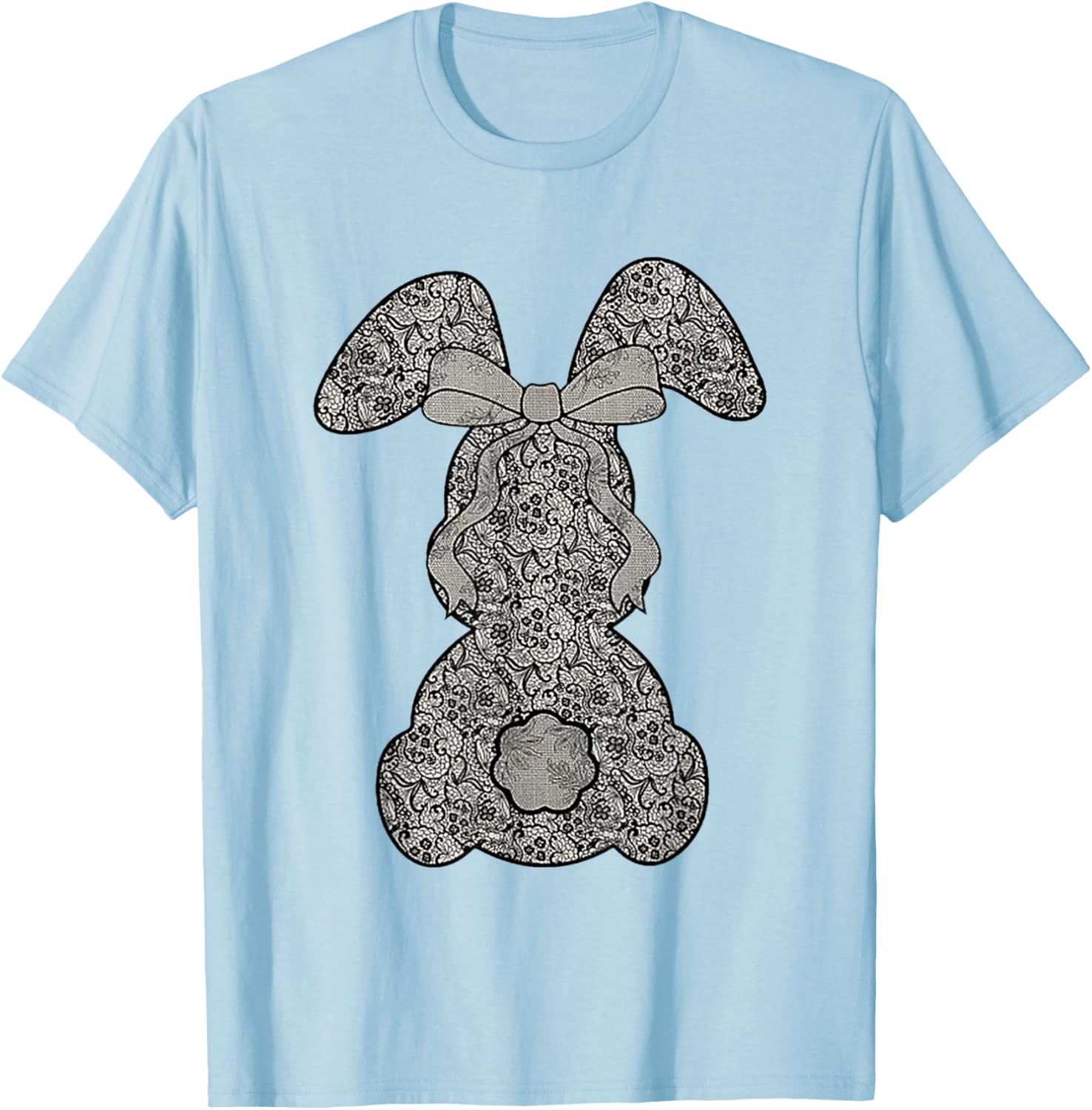 Cute Lace Bunny Coquette Bow Heart Funny Happy Easter Day T-Shirt