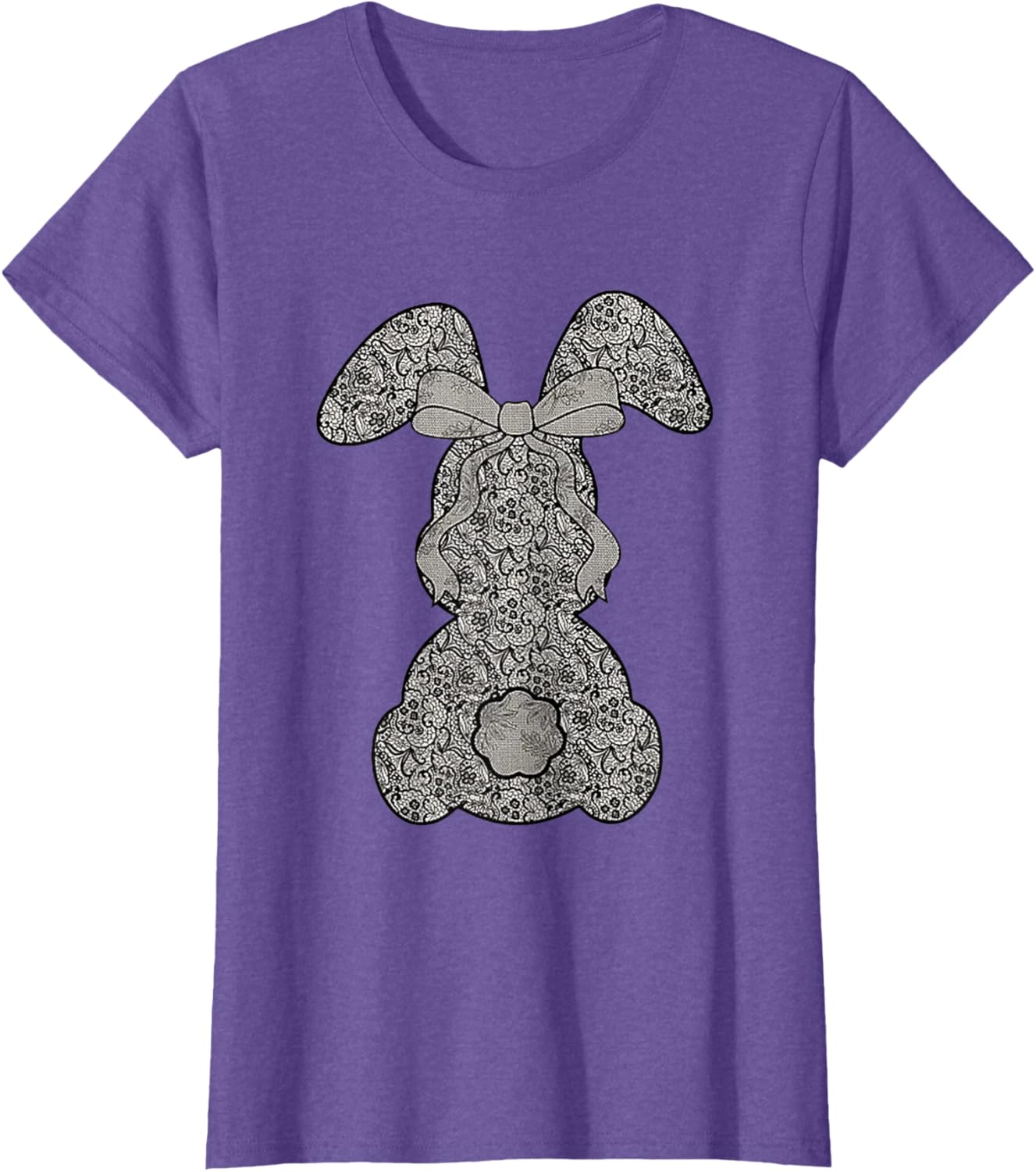 Cute Lace Bunny Coquette Bow Heart Funny Happy Easter Day T-Shirt