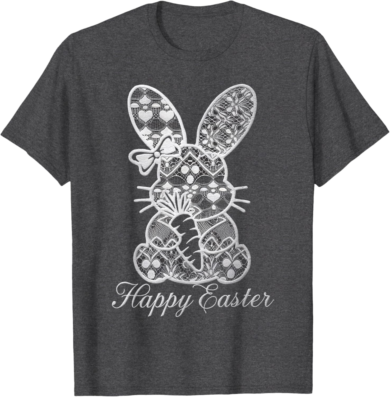 Cute Lace Coquette Bow Bunny Ears Carrot Easter Day Rabbit T-Shirt