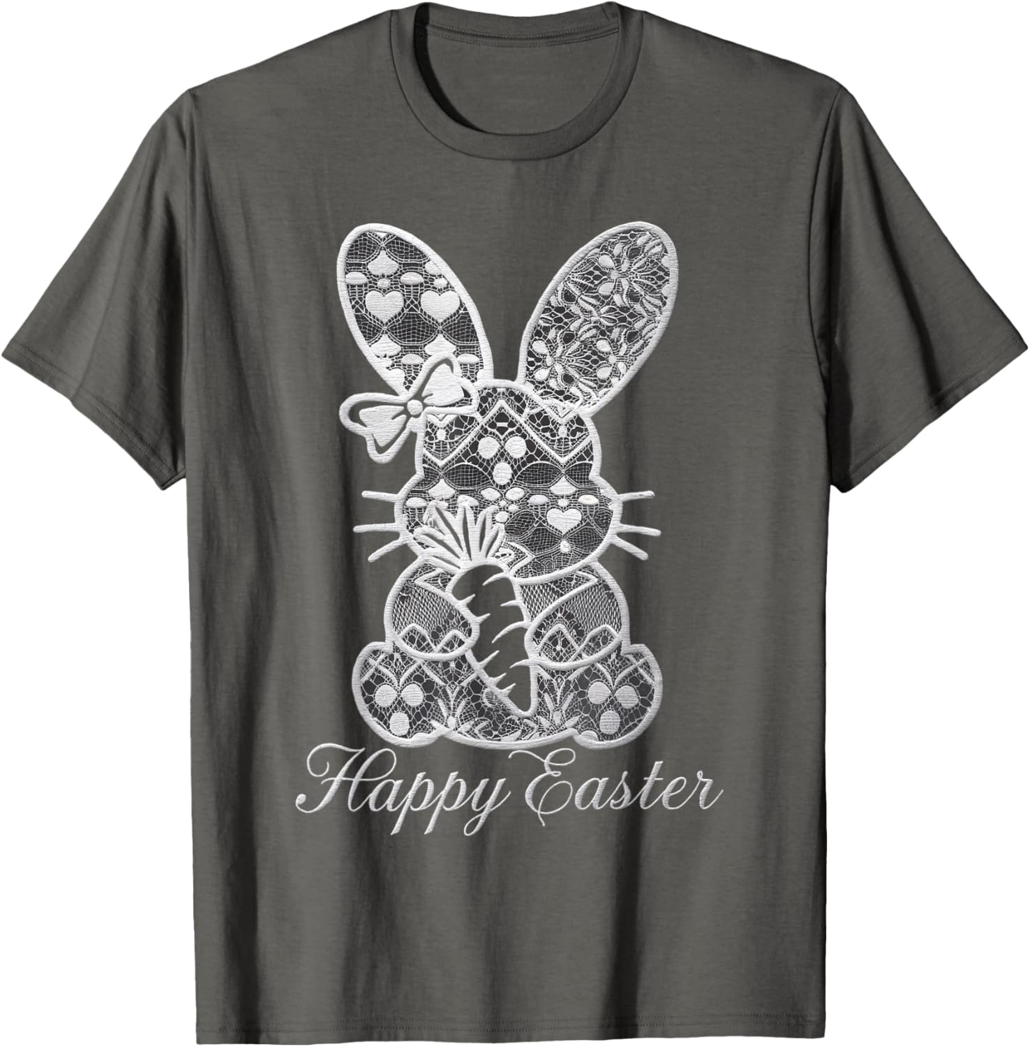 Cute Lace Coquette Bow Bunny Ears Carrot Easter Day Rabbit T-Shirt