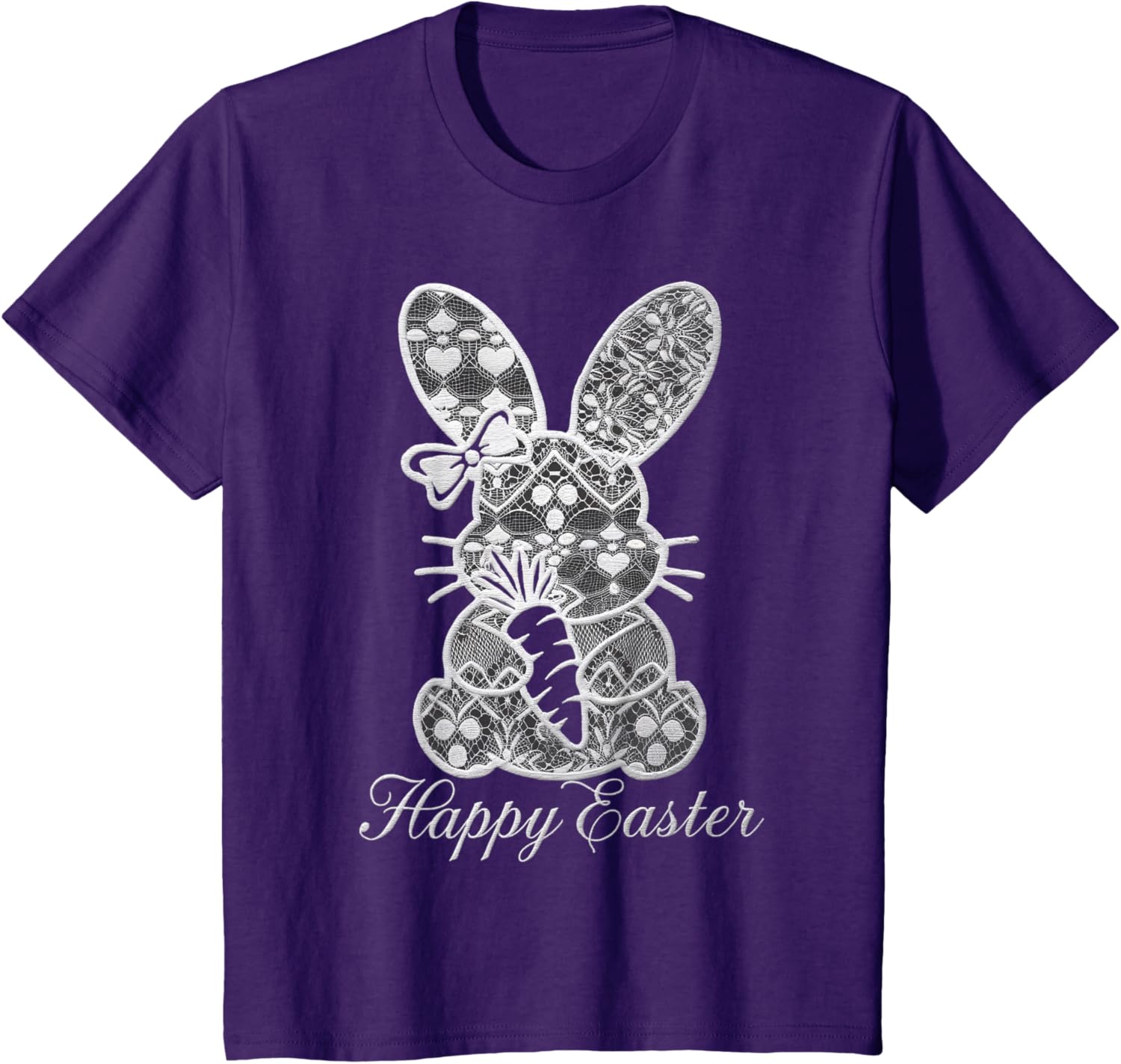 Cute Lace Coquette Bow Bunny Ears Carrot Easter Day Rabbit T-Shirt