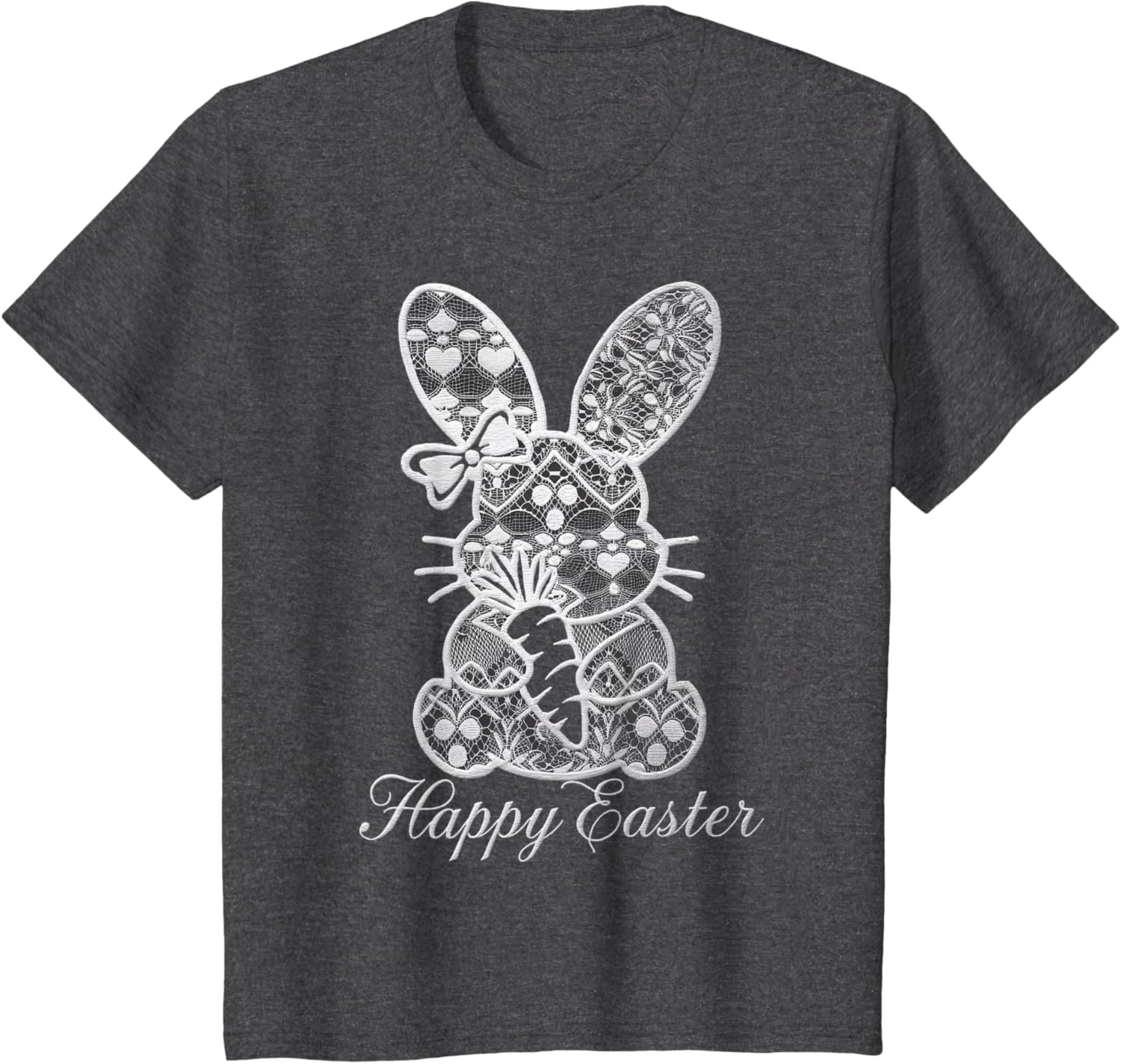 Cute Lace Coquette Bow Bunny Ears Carrot Easter Day Rabbit T-Shirt