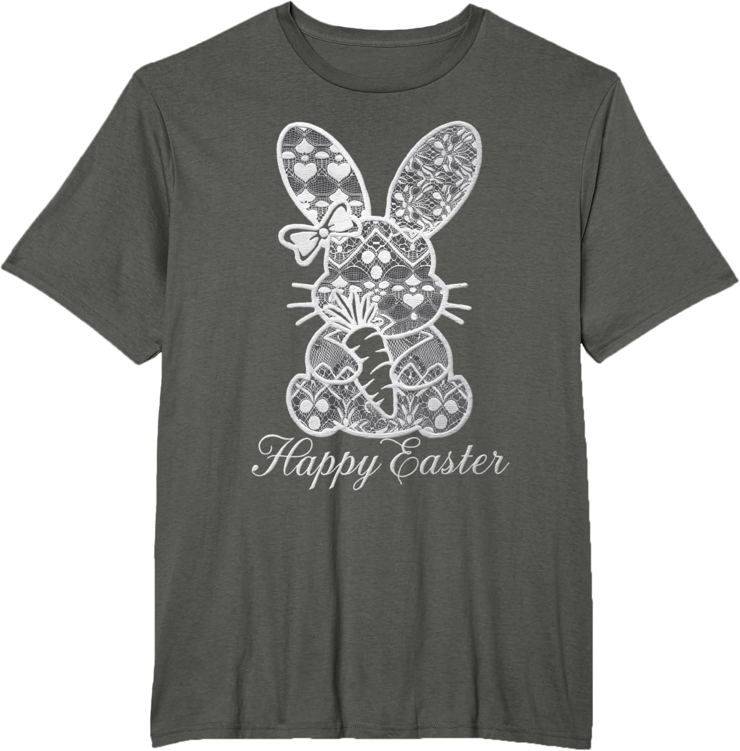 Cute Lace Coquette Bow Bunny Ears Carrot Easter Day Rabbit T-Shirt