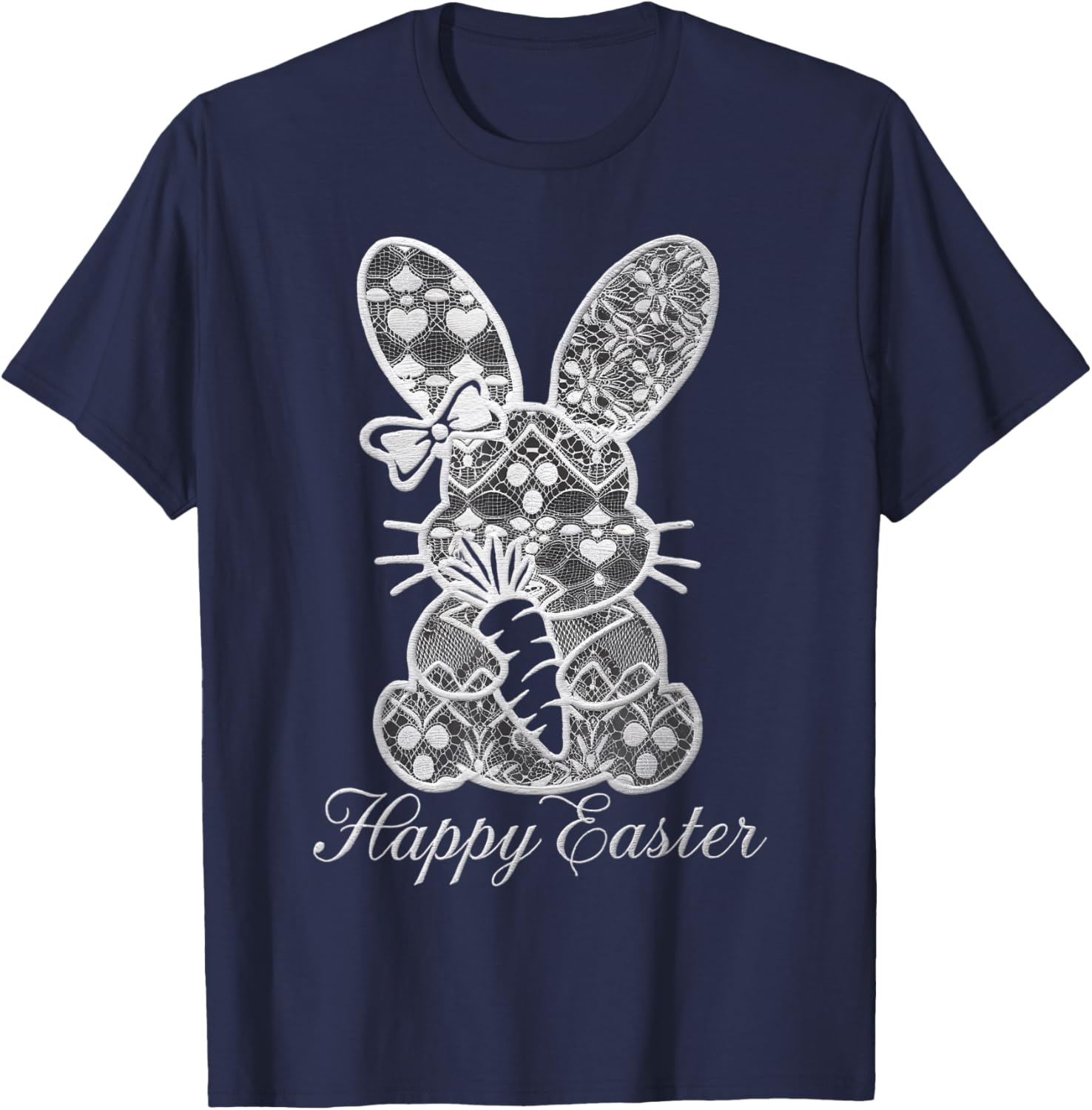 Cute Lace Coquette Bow Bunny Ears Carrot Easter Day Rabbit T-Shirt