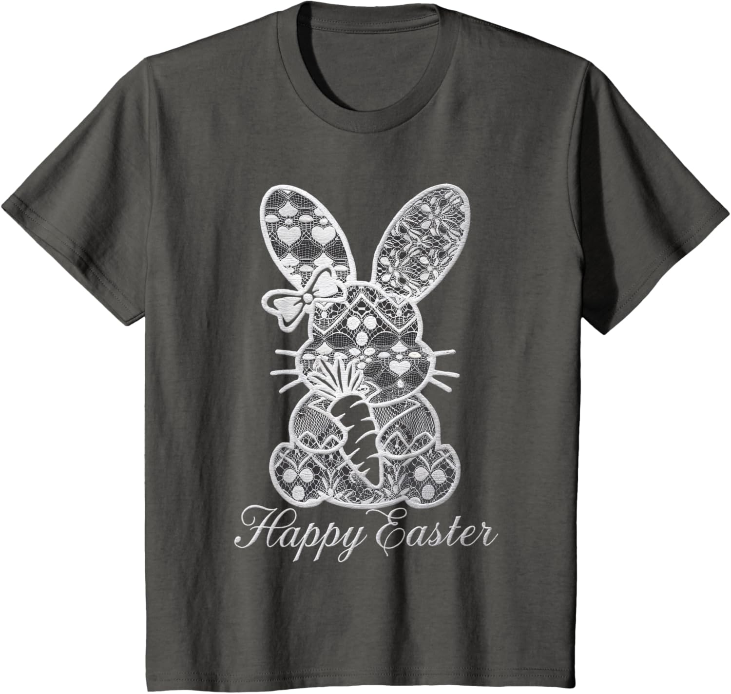 Cute Lace Coquette Bow Bunny Ears Carrot Easter Day Rabbit T-Shirt