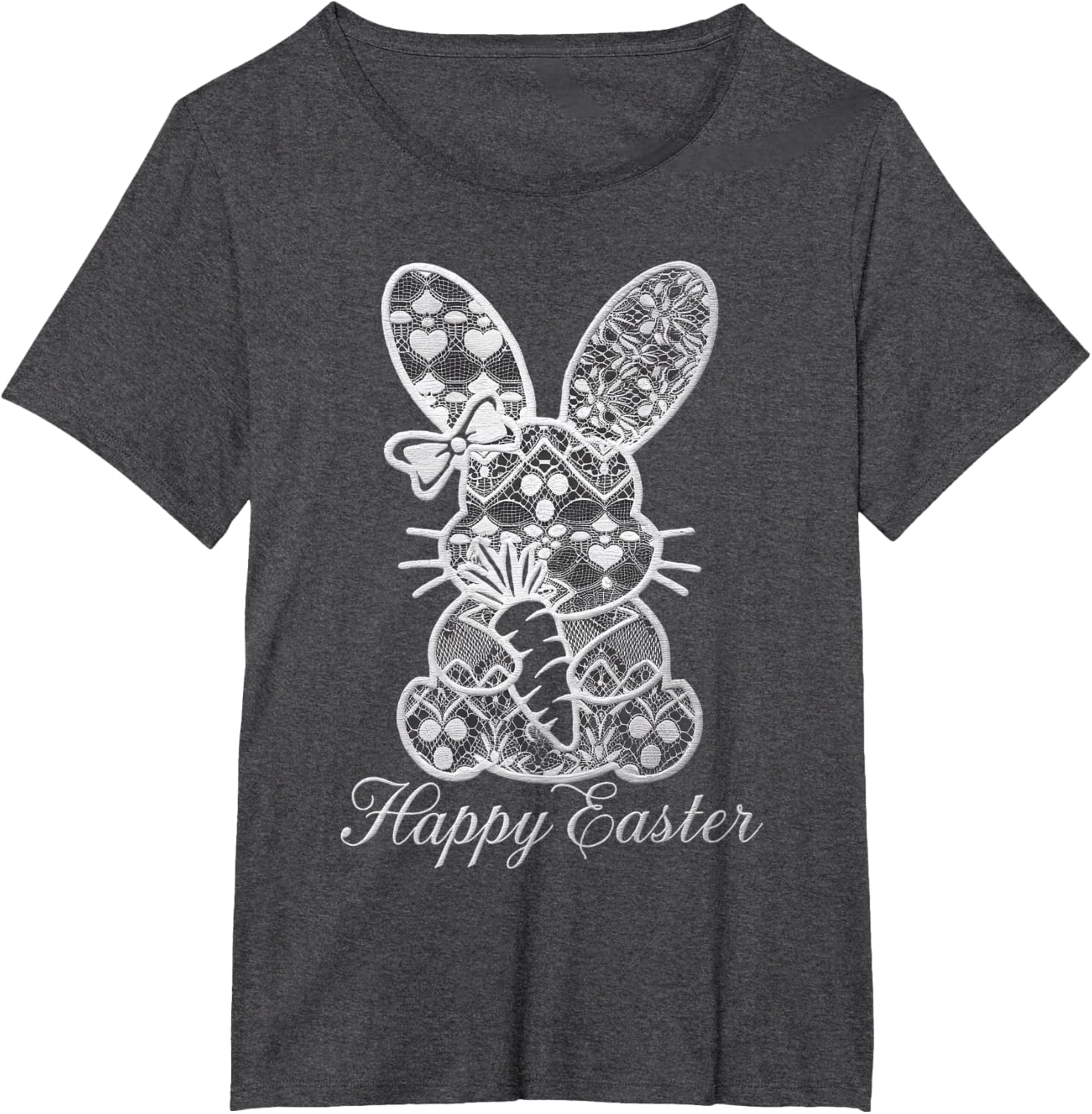 Cute Lace Coquette Bow Bunny Ears Carrot Easter Day Rabbit T-Shirt