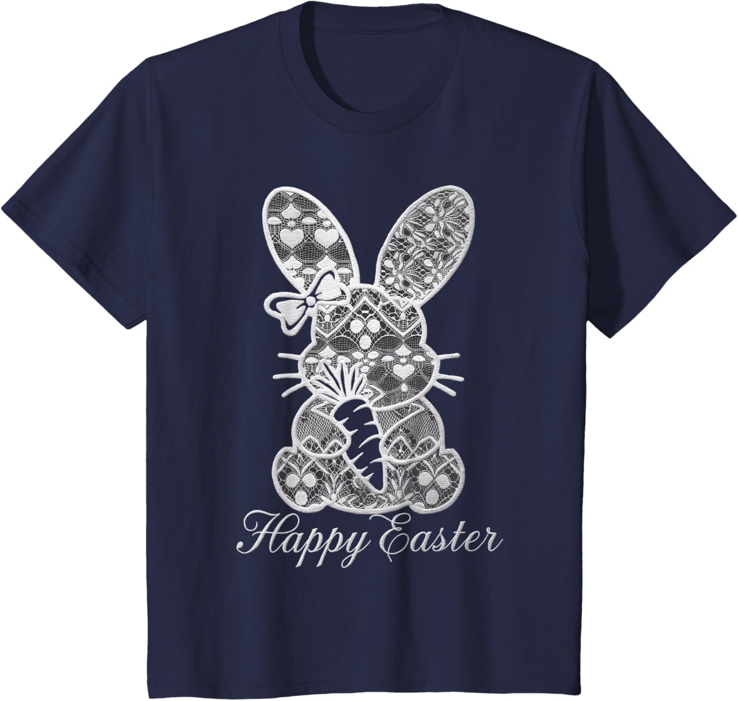 Cute Lace Coquette Bow Bunny Ears Carrot Easter Day Rabbit T-Shirt