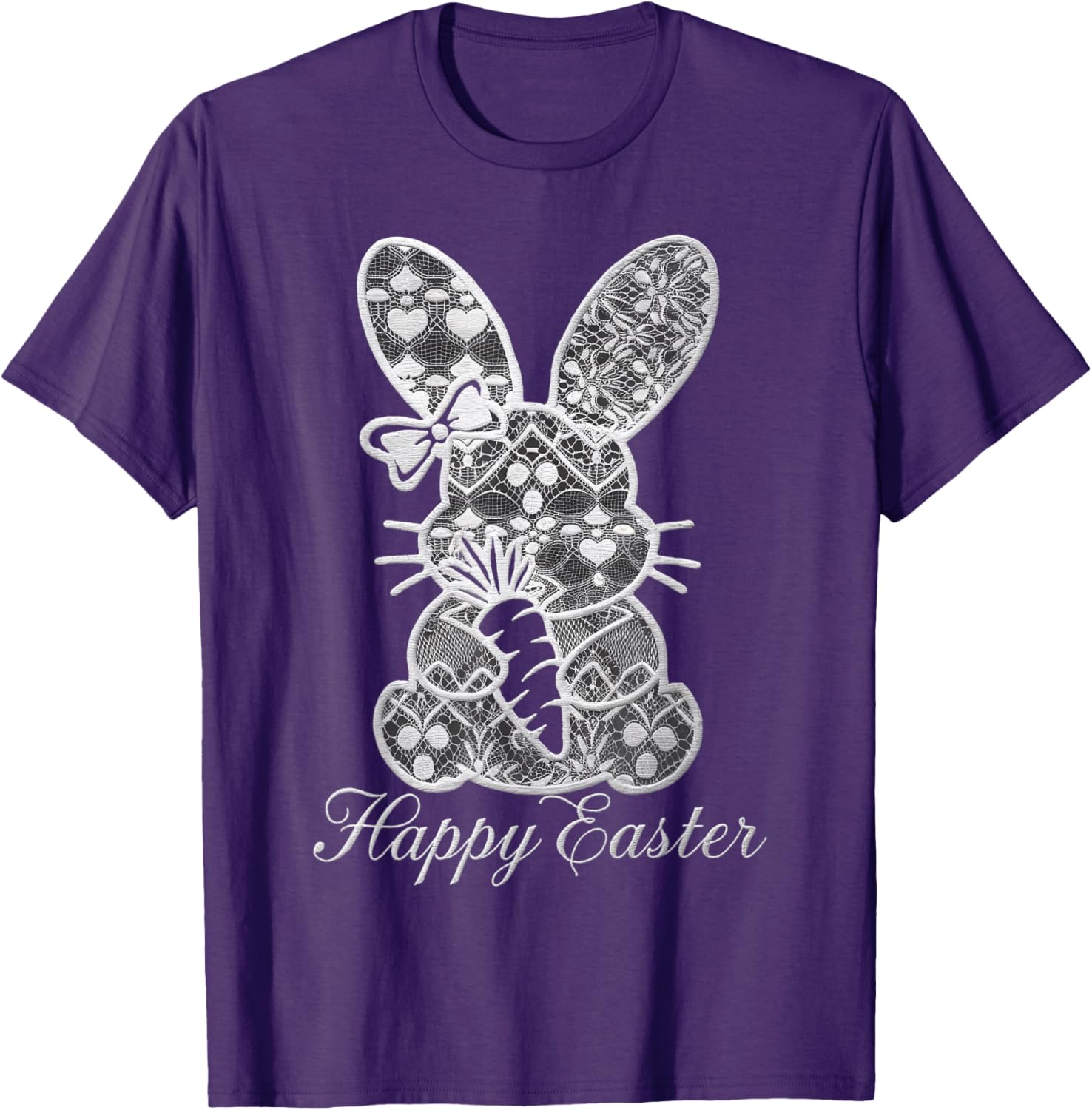 Cute Lace Coquette Bow Bunny Ears Carrot Easter Day Rabbit T-Shirt