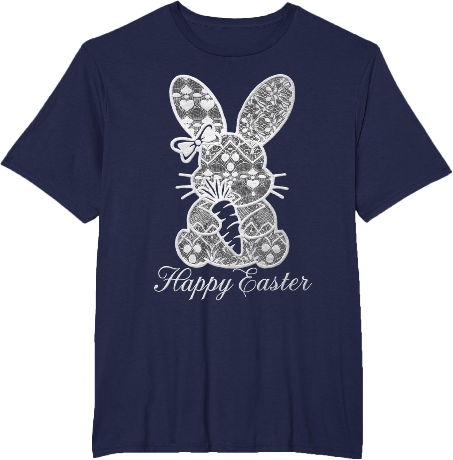 Cute Lace Coquette Bow Bunny Ears Carrot Easter Day Rabbit T-Shirt