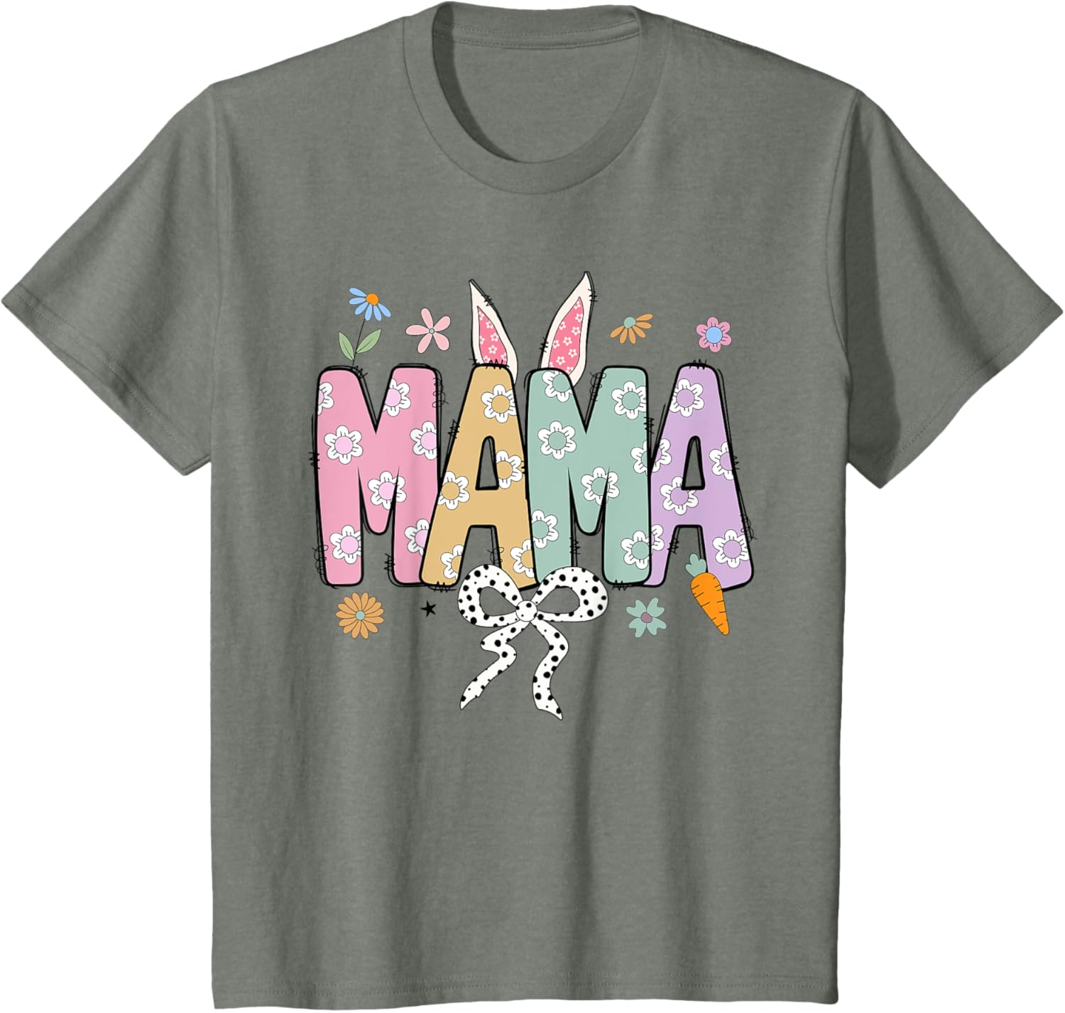 Cute MAMA Bunny Easter Day Coquette Bow For Women Men T-Shirt