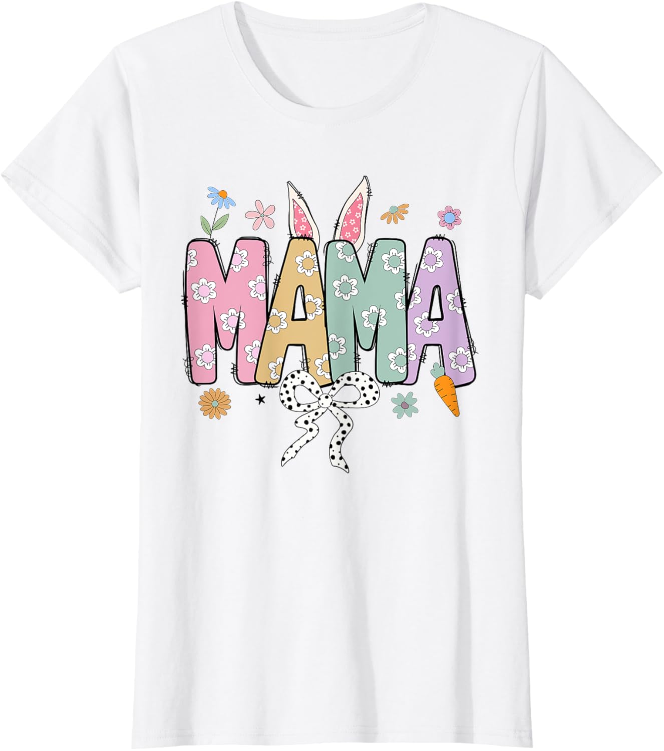 Cute MAMA Bunny Easter Day Coquette Bow For Women Men T-Shirt