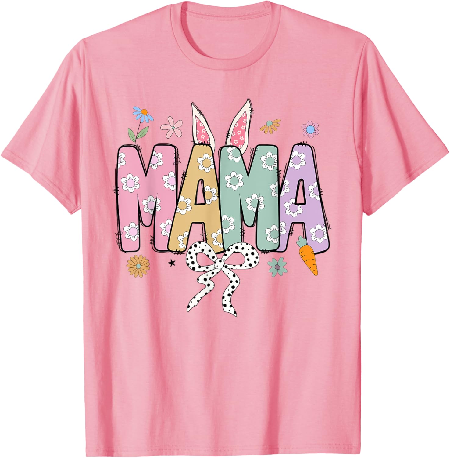 Cute MAMA Bunny Easter Day Coquette Bow For Women Men T-Shirt