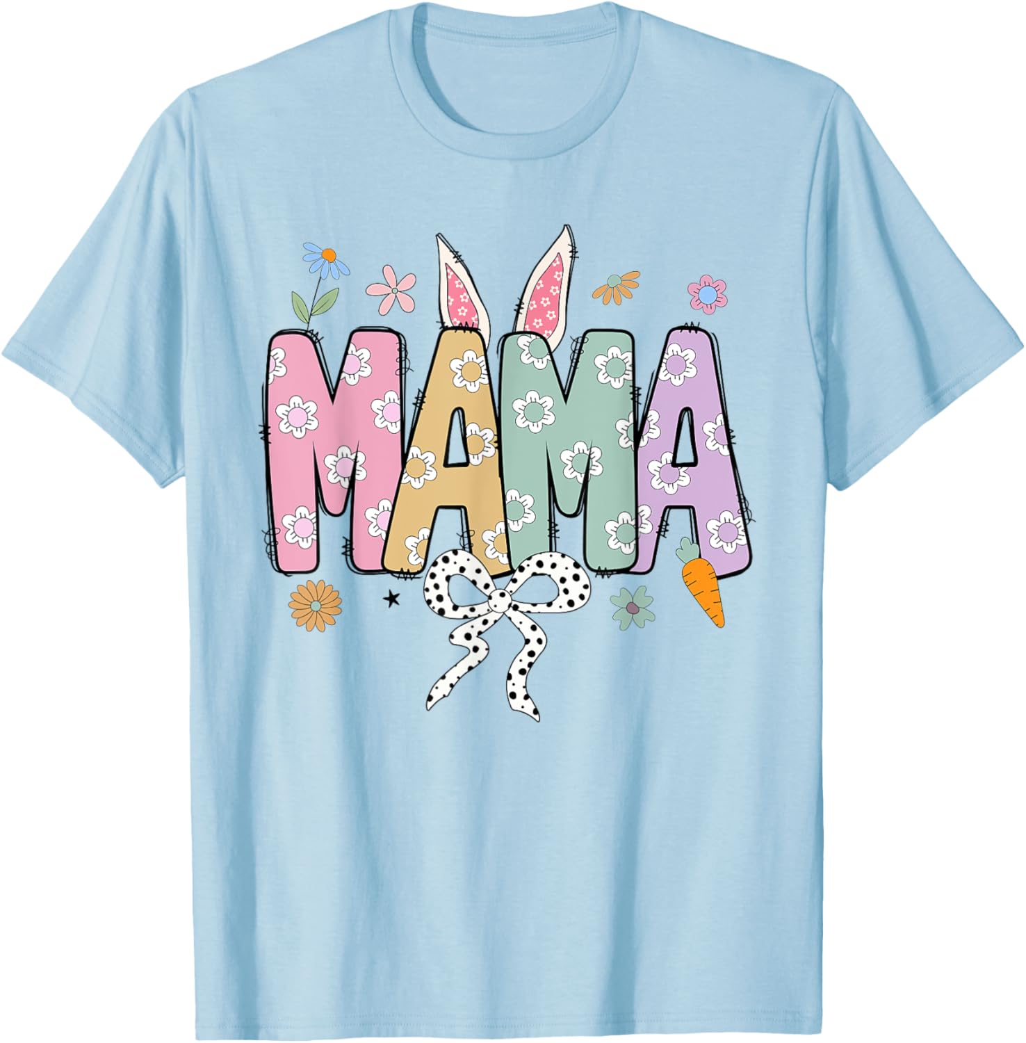 Cute MAMA Bunny Easter Day Coquette Bow For Women Men T-Shirt