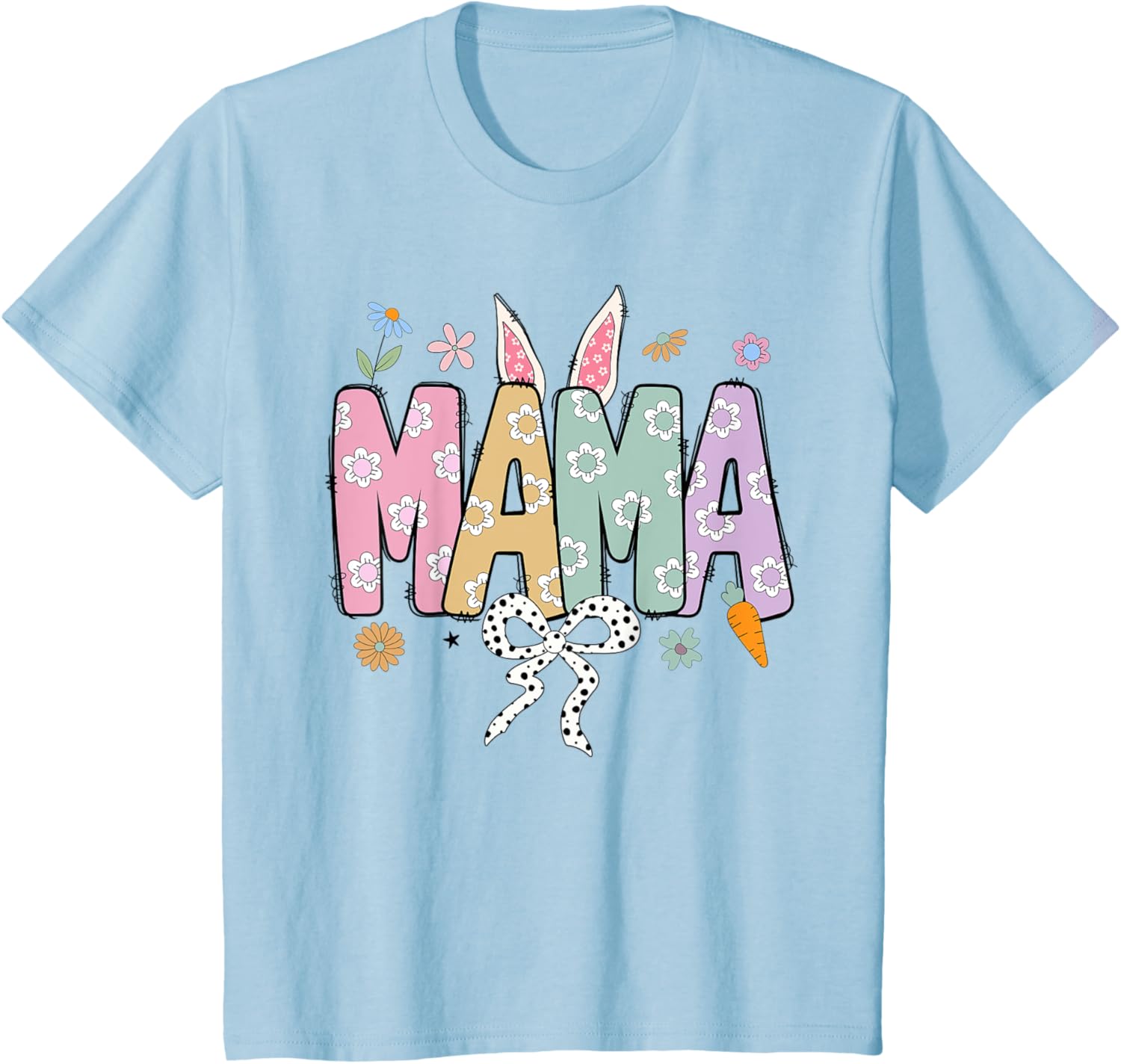 Cute MAMA Bunny Easter Day Coquette Bow For Women Men T-Shirt