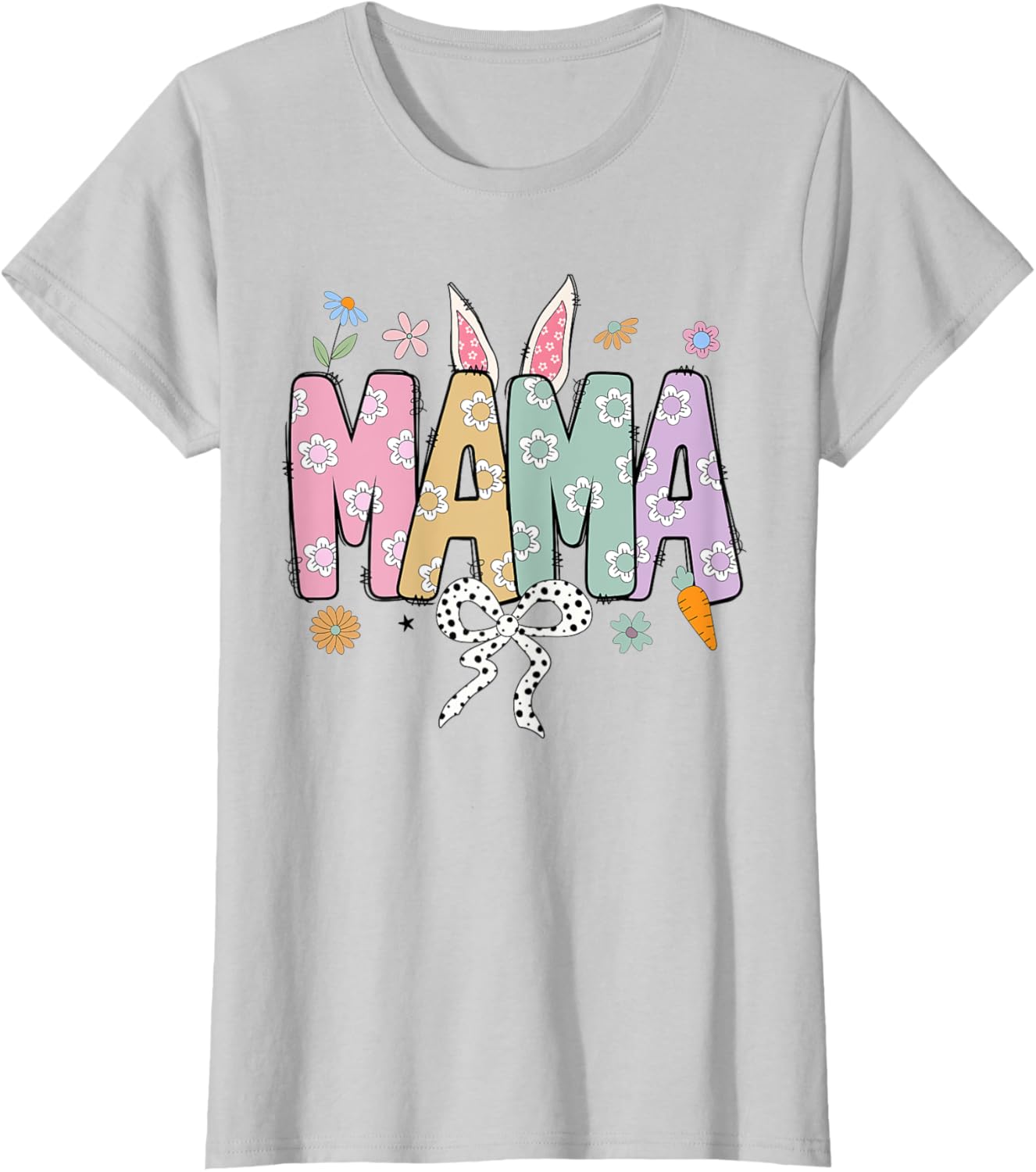 Cute MAMA Bunny Easter Day Coquette Bow For Women Men T-Shirt