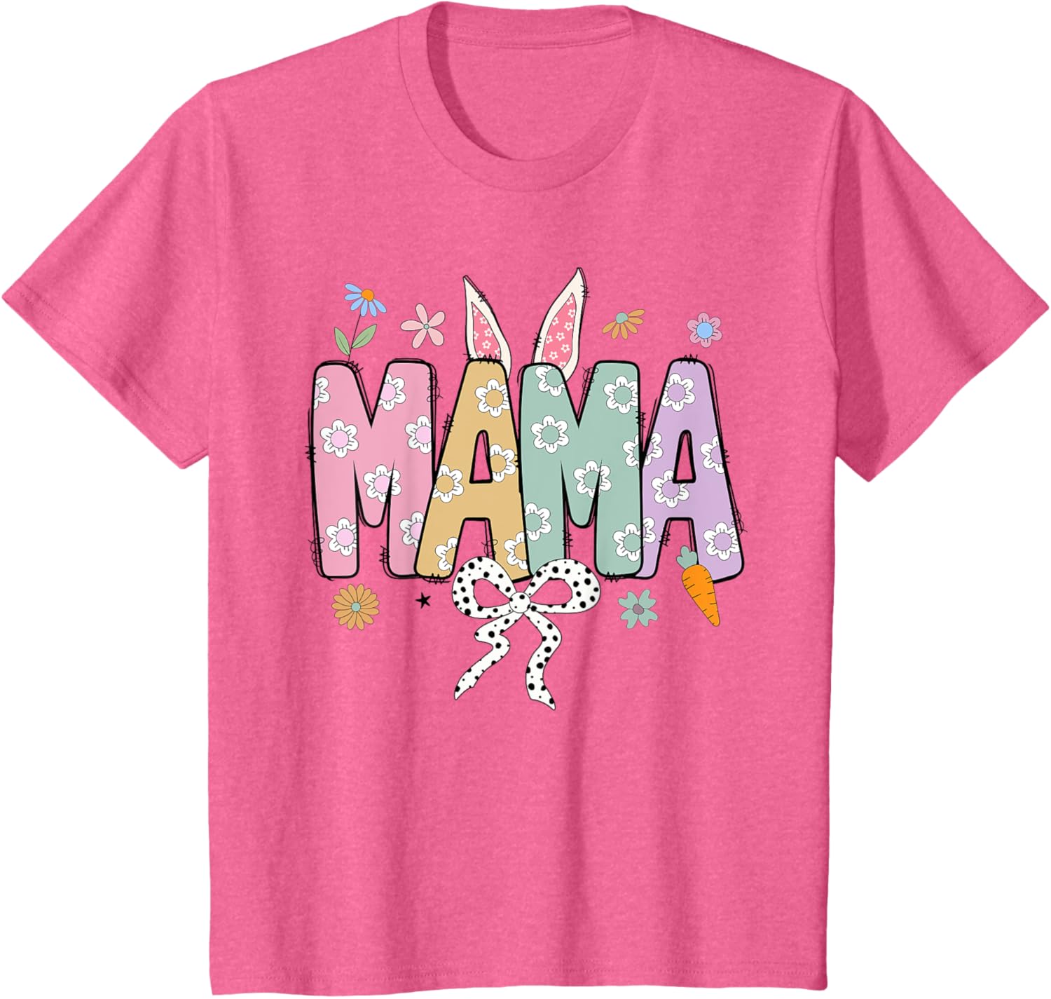 Cute MAMA Bunny Easter Day Coquette Bow For Women Men T-Shirt