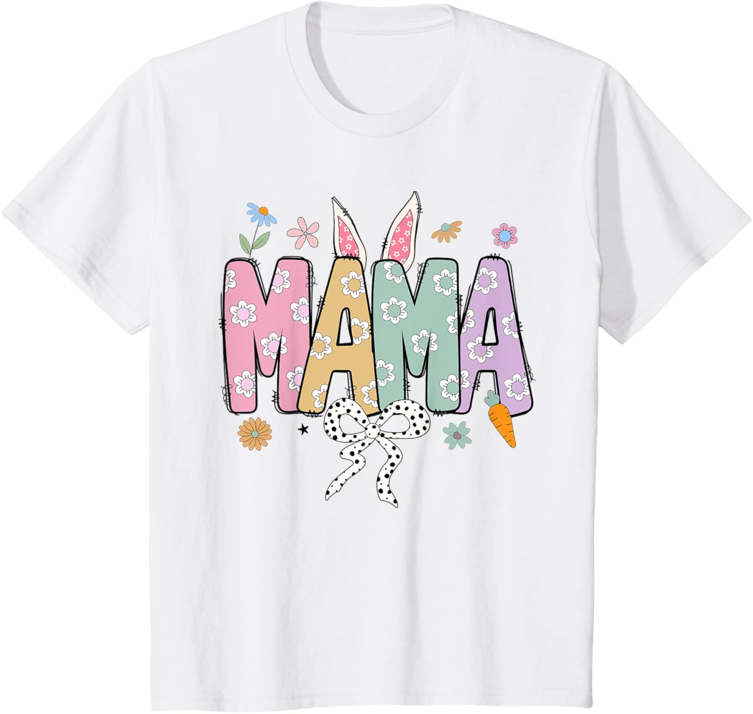 Cute MAMA Bunny Easter Day Coquette Bow For Women Men T-Shirt