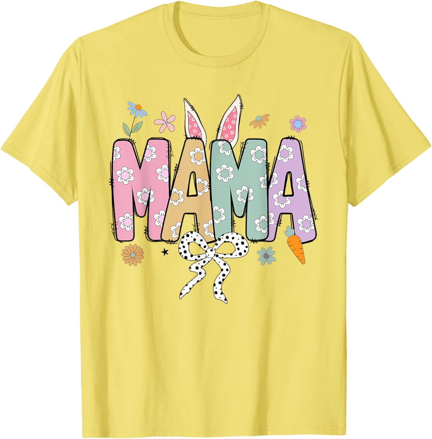 Cute MAMA Bunny Easter Day Coquette Bow For Women Men T-Shirt