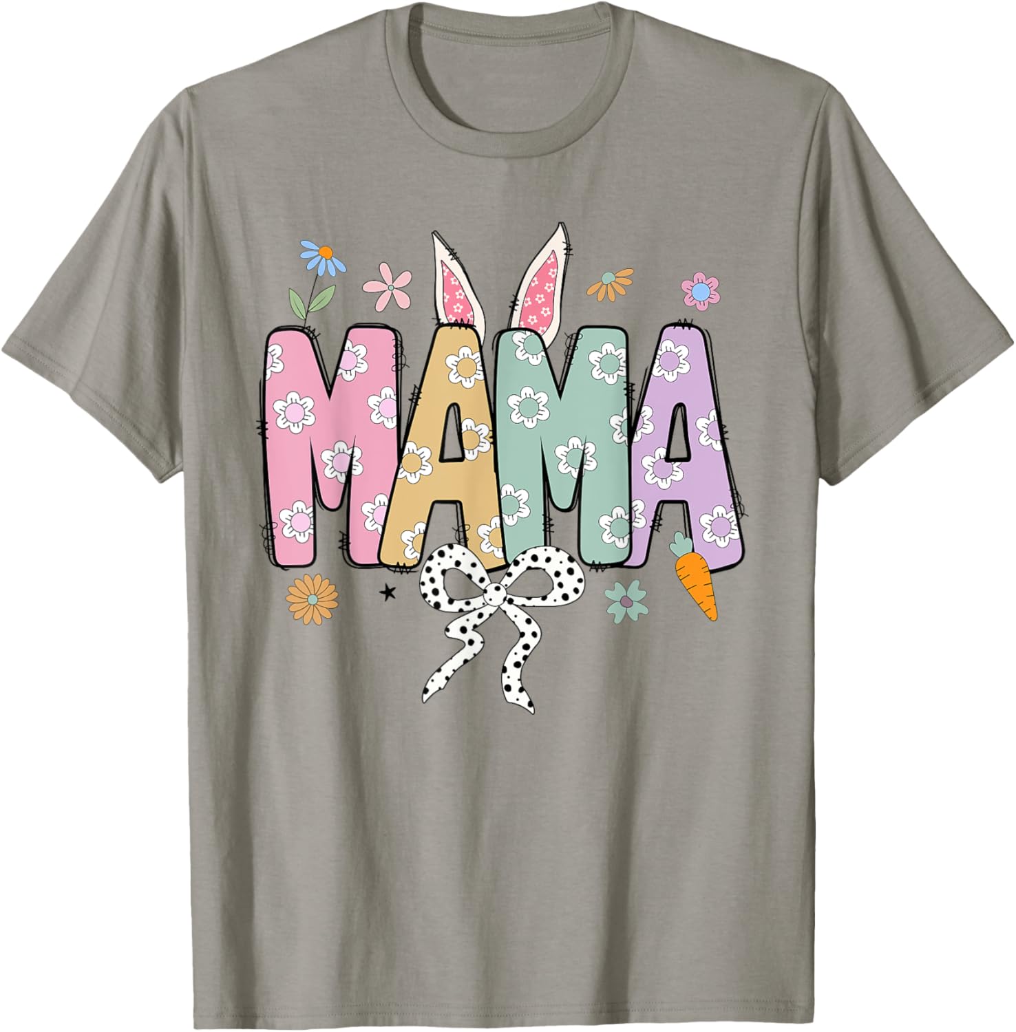 Cute MAMA Bunny Easter Day Coquette Bow For Women Men T-Shirt