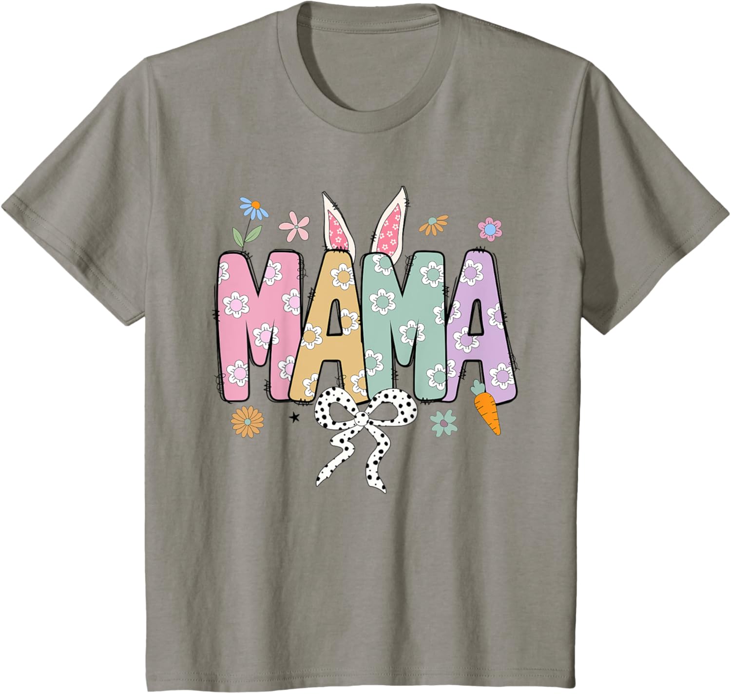 Cute MAMA Bunny Easter Day Coquette Bow For Women Men T-Shirt