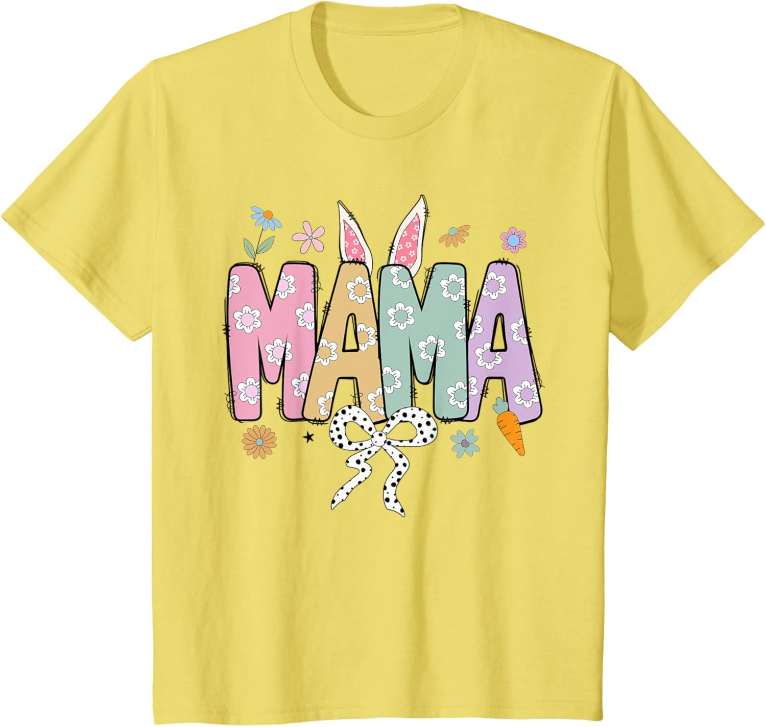 Cute MAMA Bunny Easter Day Coquette Bow For Women Men T-Shirt