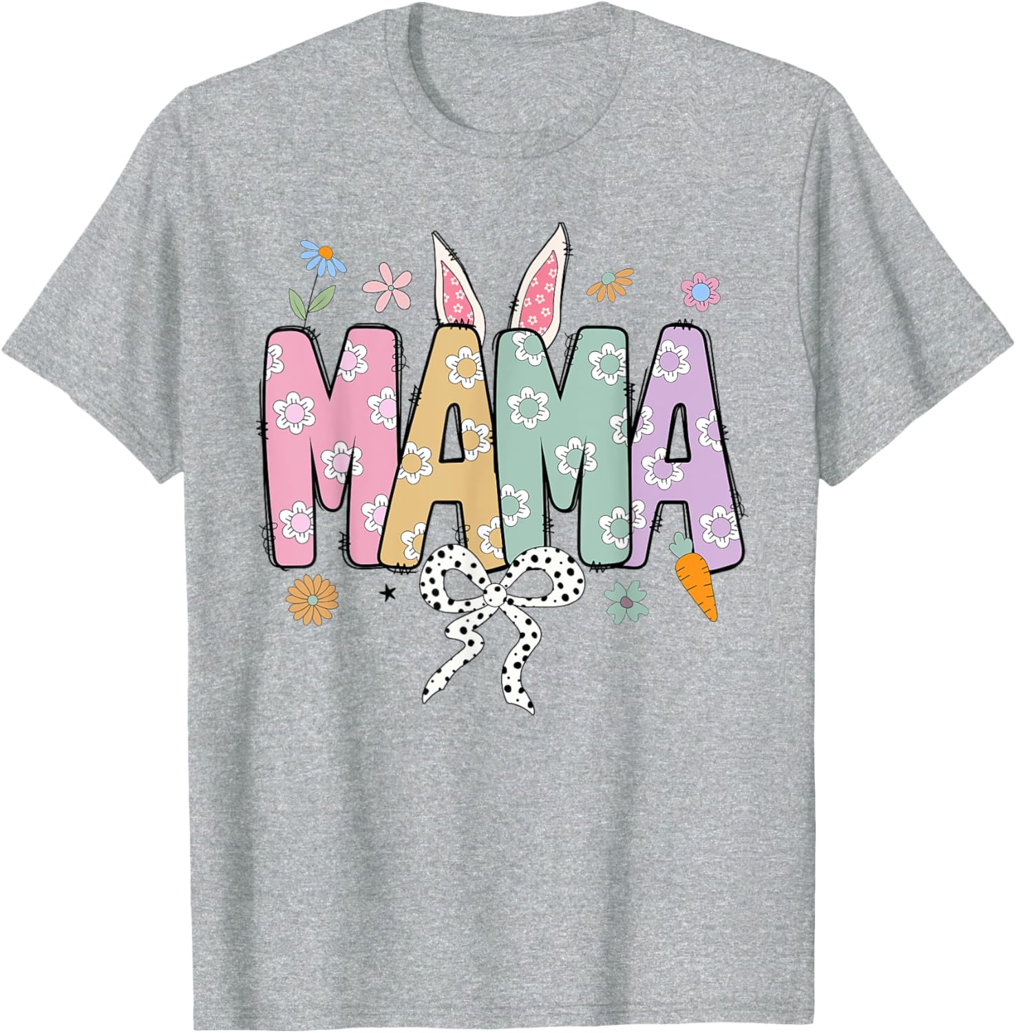 Cute MAMA Bunny Easter Day Coquette Bow For Women Men T-Shirt