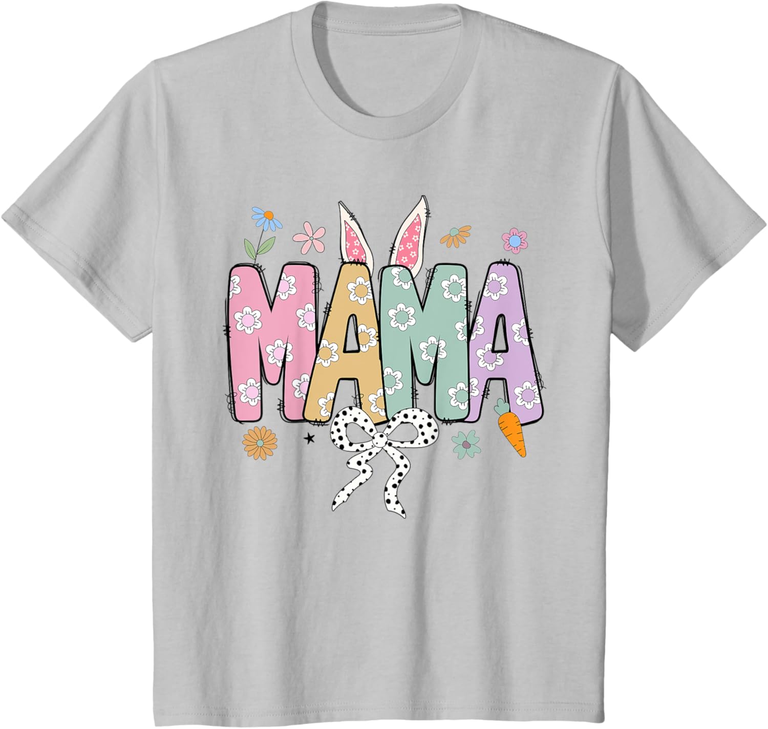 Cute MAMA Bunny Easter Day Coquette Bow For Women Men T-Shirt