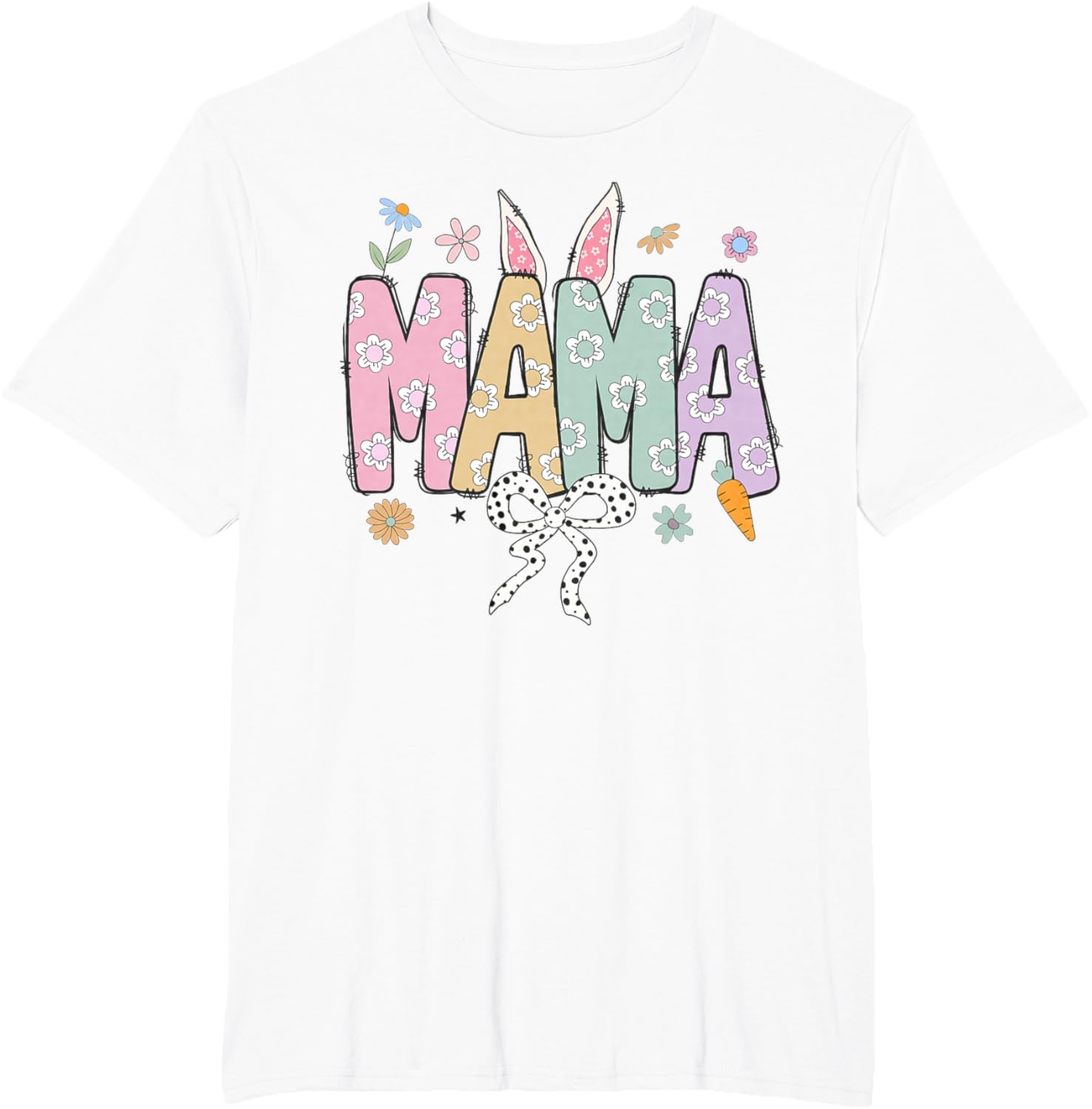 Cute MAMA Bunny Easter Day Coquette Bow For Women Men T-Shirt