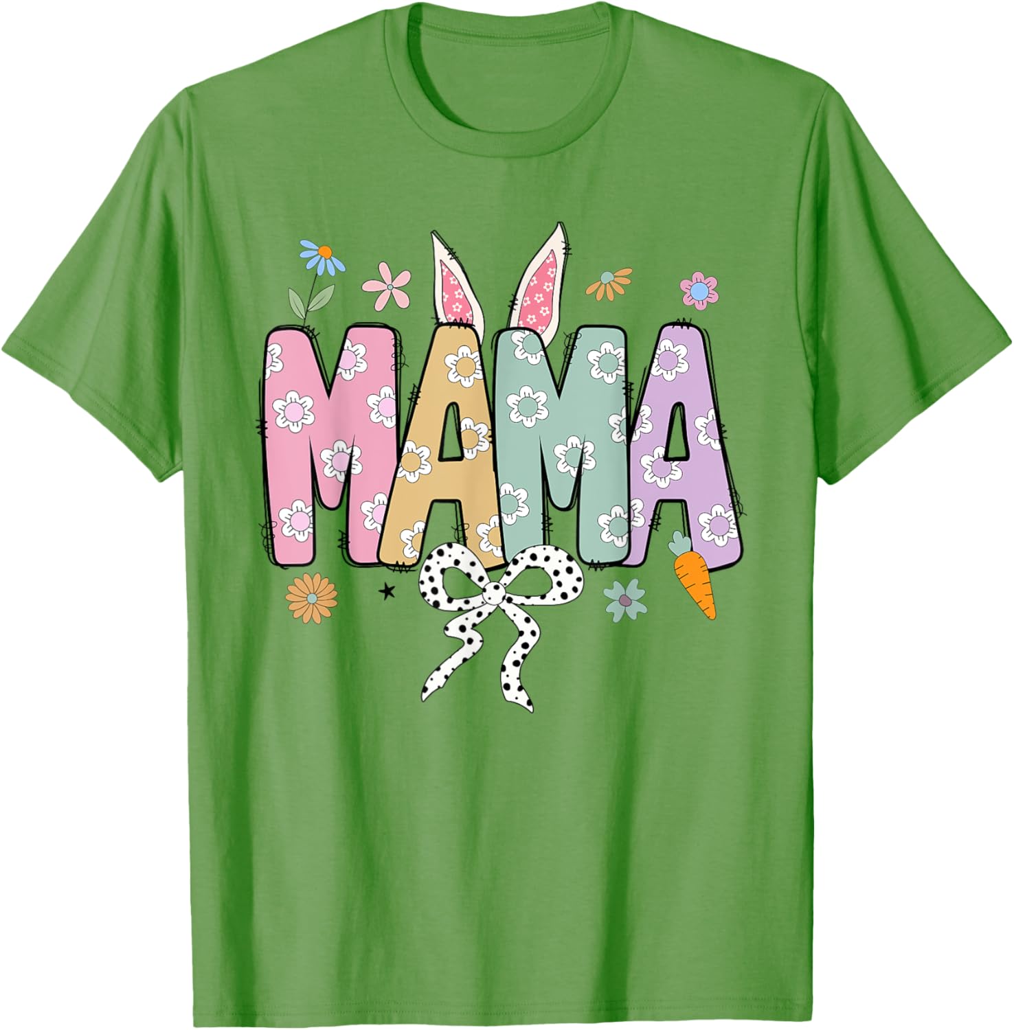 Cute MAMA Bunny Easter Day Coquette Bow For Women Men T-Shirt