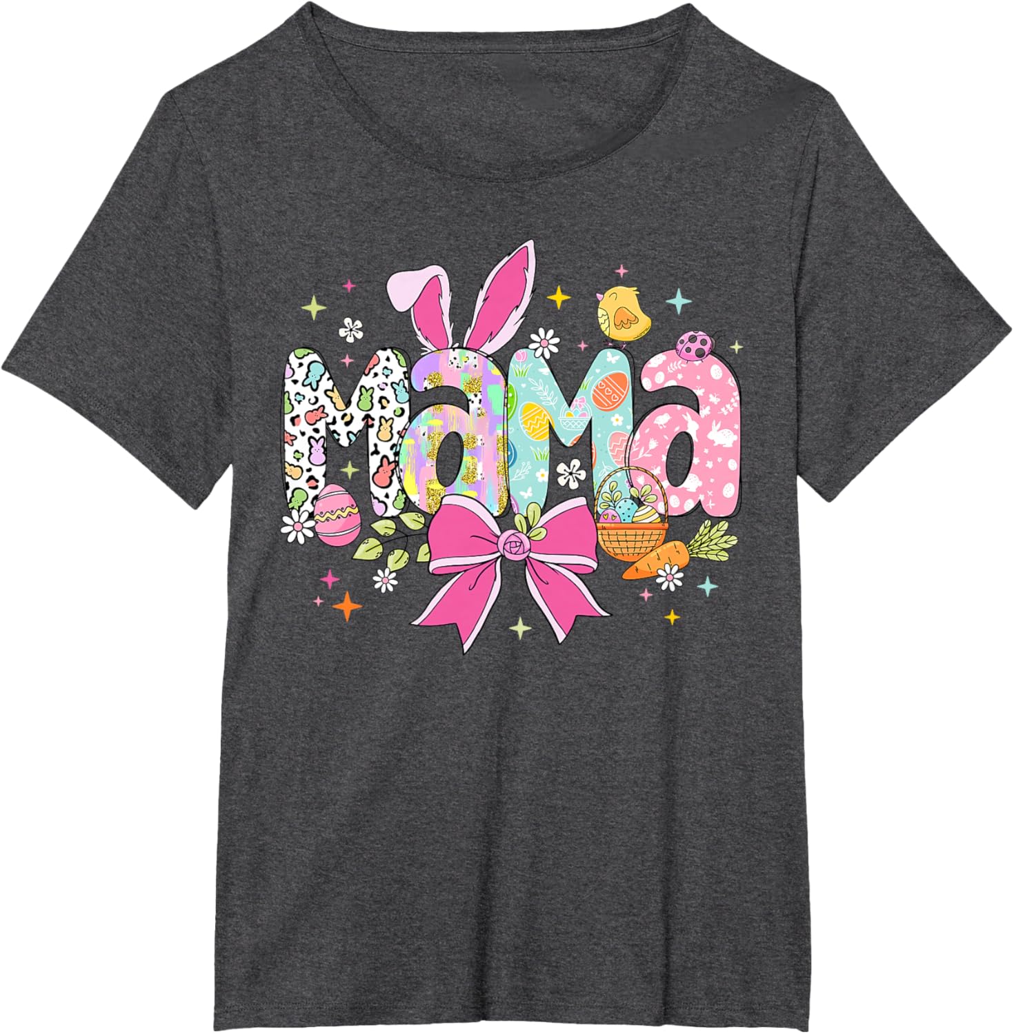 Cute MAMA Bunny Easter Day Coquette Bow T-Shirt