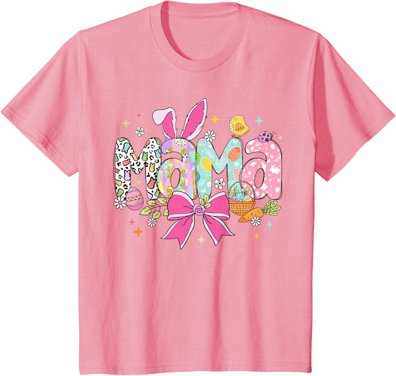 Cute MAMA Bunny Easter Day Coquette Bow T-Shirt