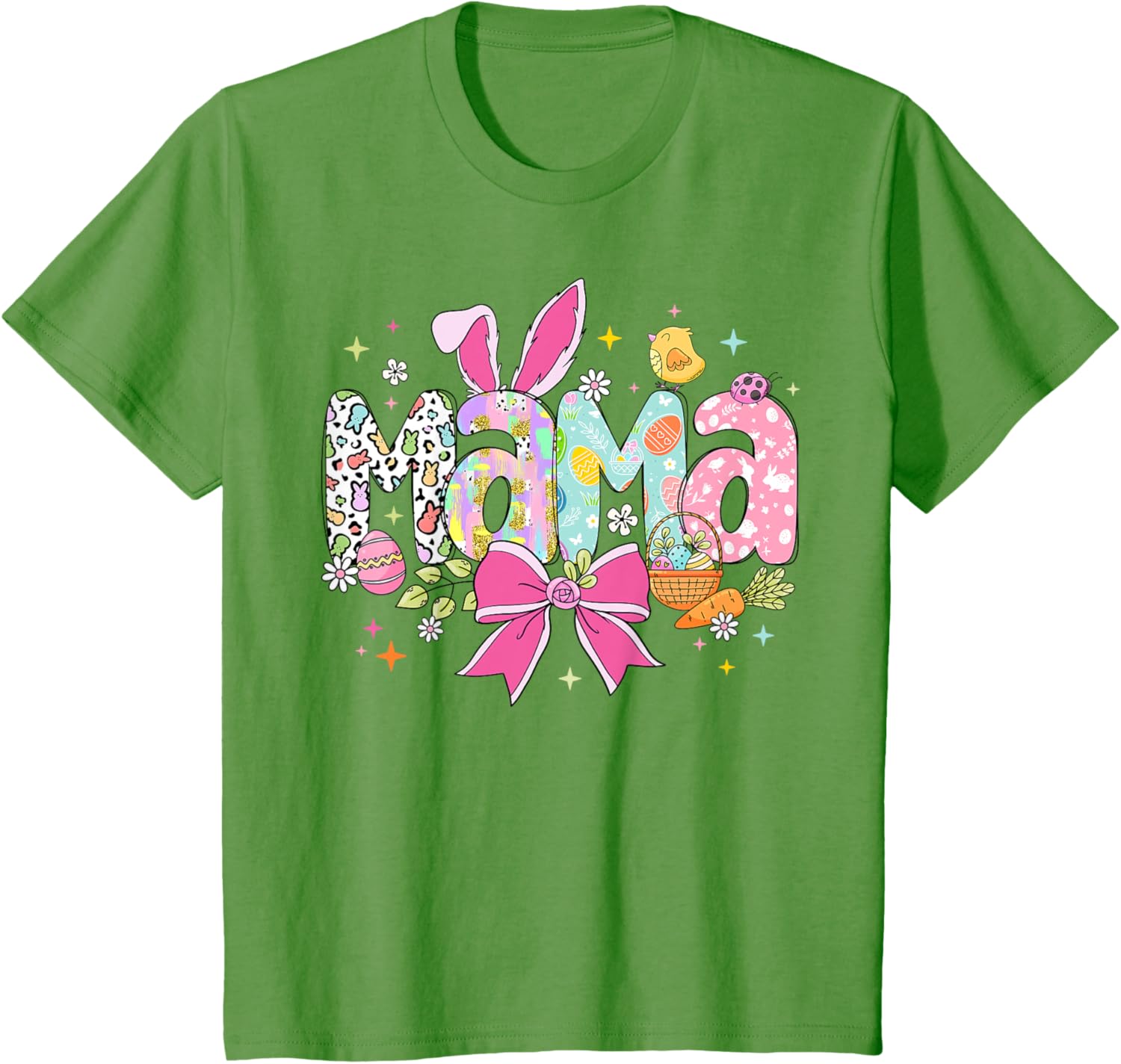 Cute MAMA Bunny Easter Day Coquette Bow T-Shirt