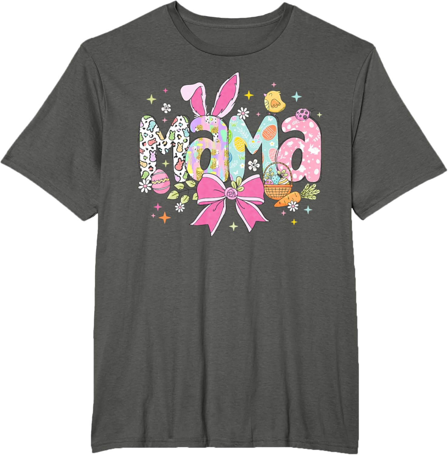 Cute MAMA Bunny Easter Day Coquette Bow T-Shirt