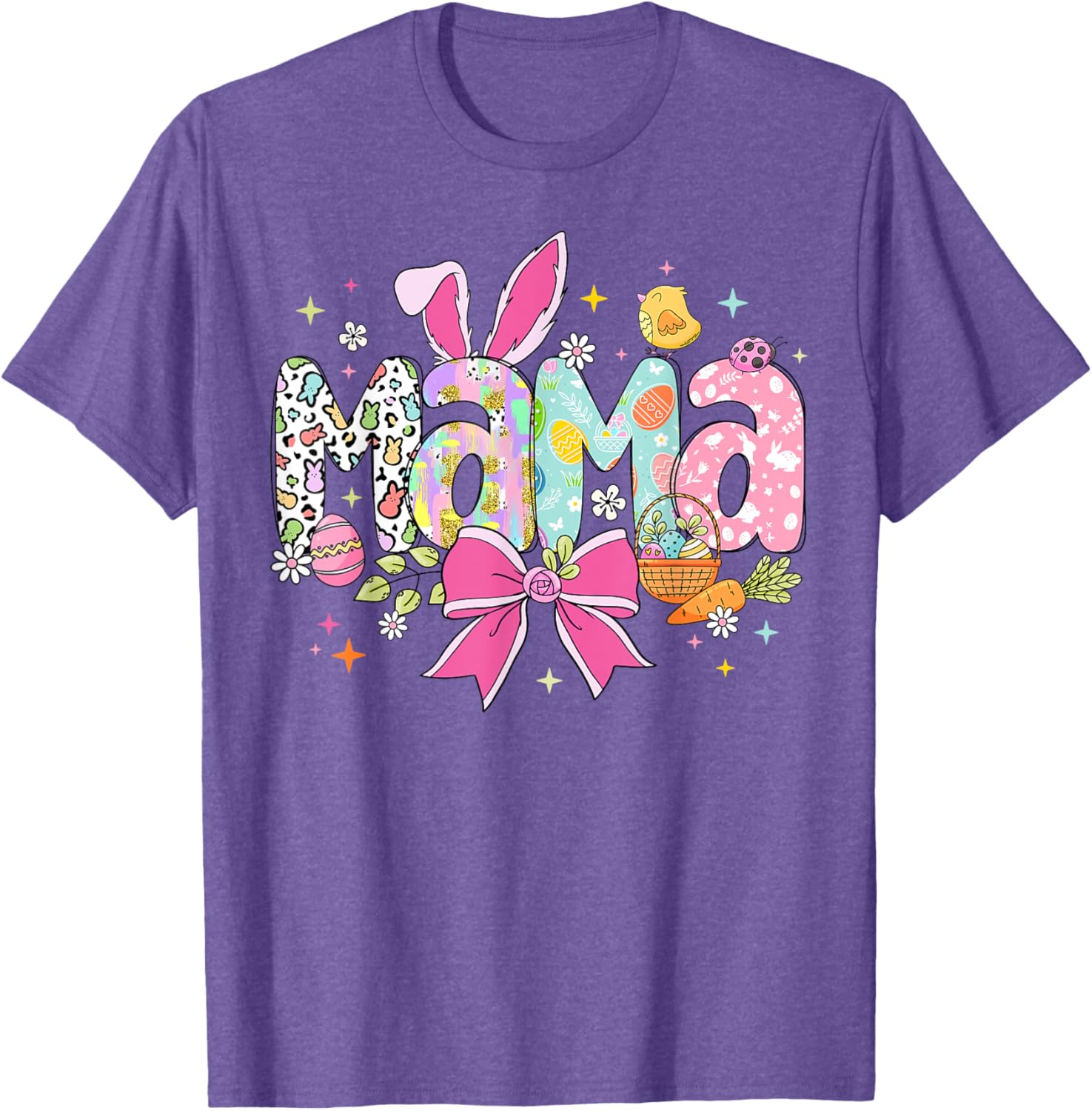 Cute MAMA Bunny Easter Day Coquette Bow T-Shirt